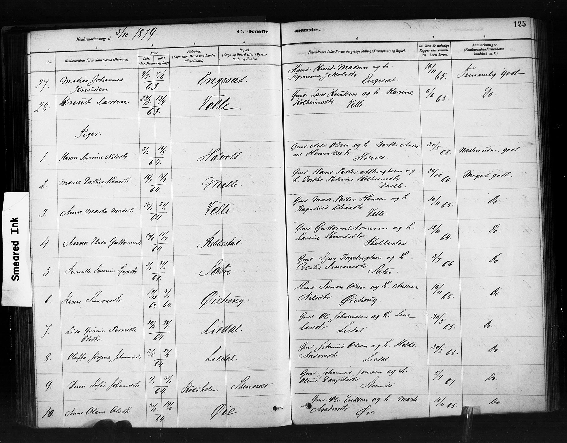 Ministerialprotokoller, klokkerbøker og fødselsregistre - Møre og Romsdal, AV/SAT-A-1454/513/L0176: Parish register (official) no. 513A03, 1877-1889, p. 125