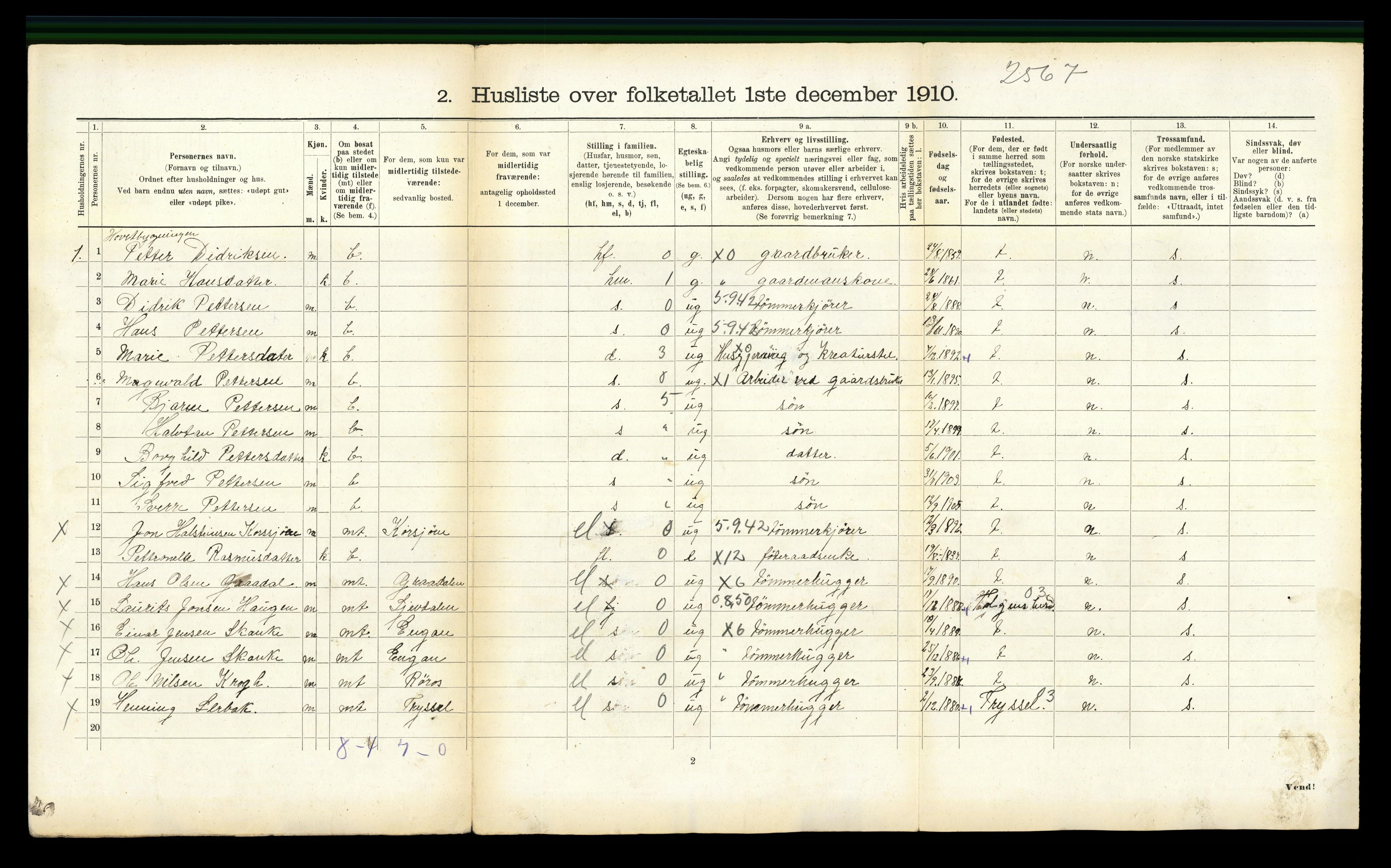 RA, 1910 census for Røros, 1910, p. 834