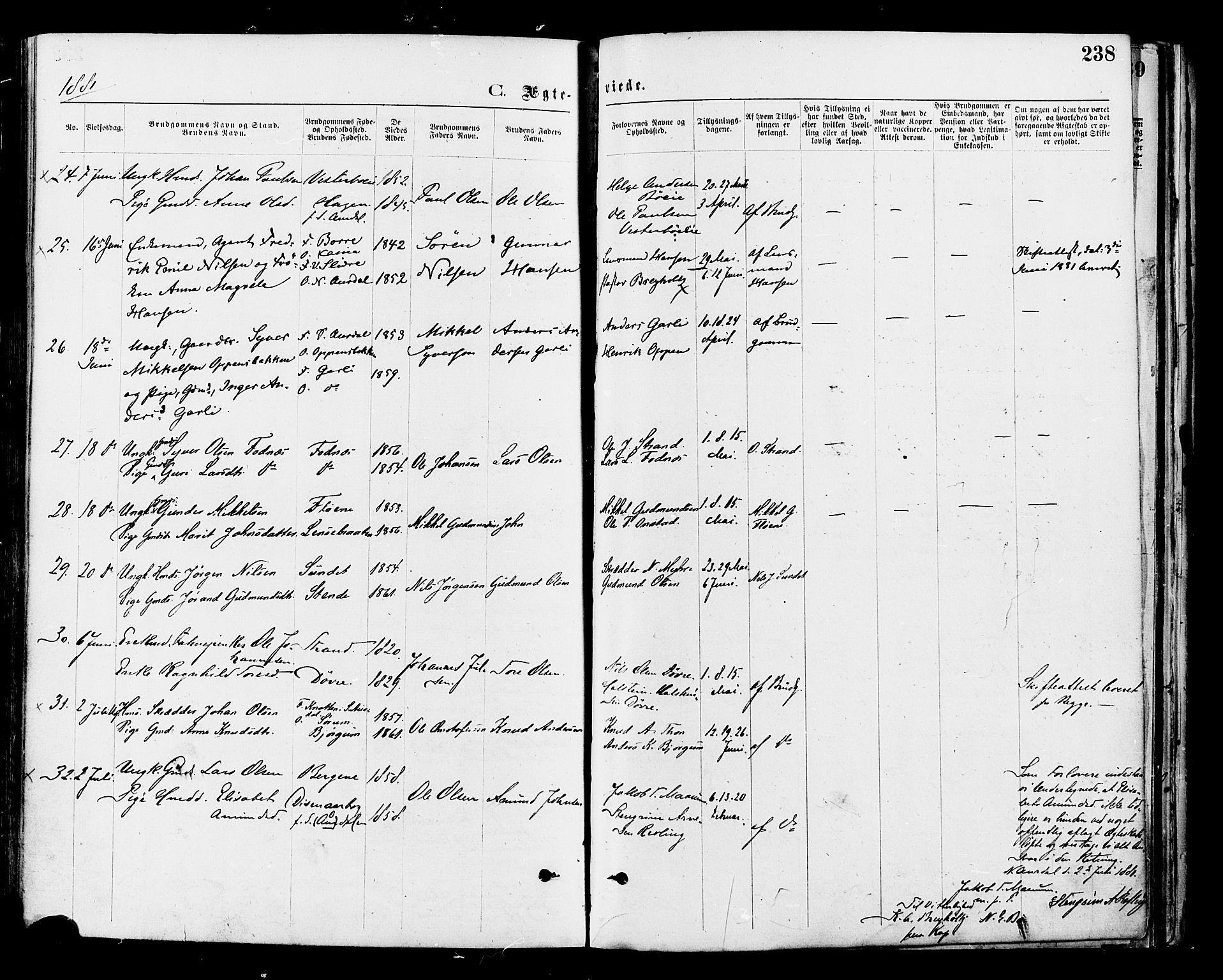 Nord-Aurdal prestekontor, SAH/PREST-132/H/Ha/Haa/L0009: Parish register (official) no. 9, 1876-1882, p. 238