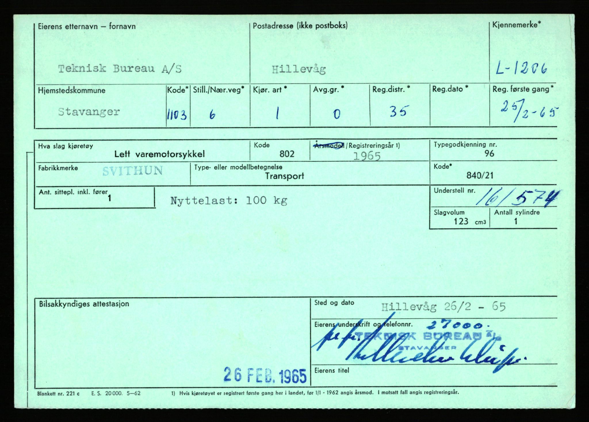 Stavanger trafikkstasjon, AV/SAST-A-101942/0/F/L0004: L-1000 - L-1349, 1930-1971, p. 1215