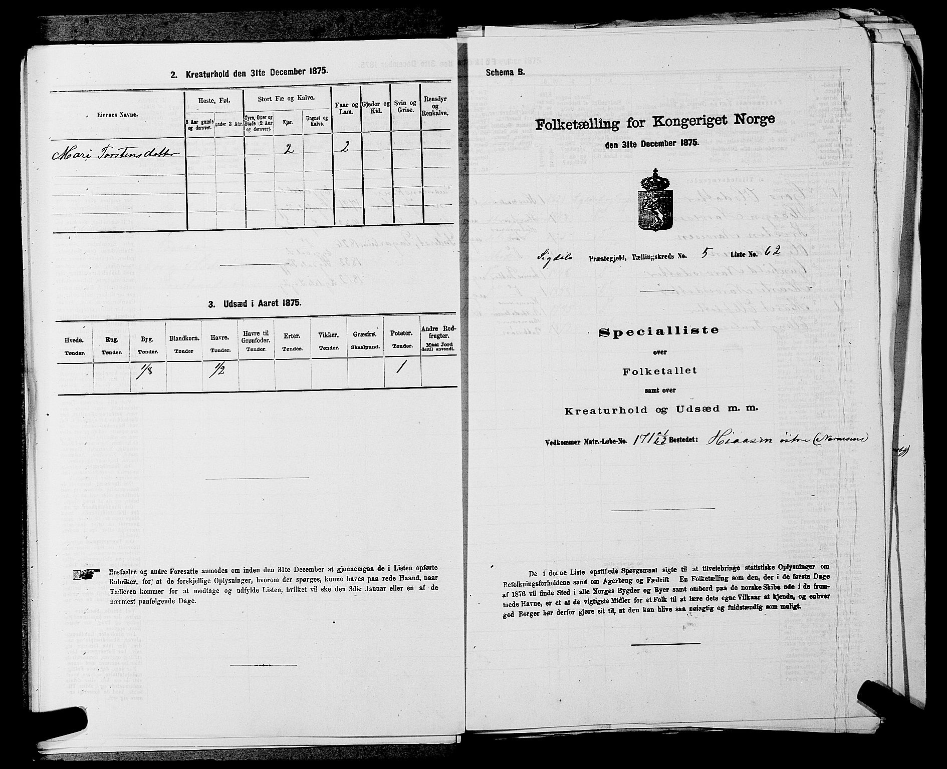 SAKO, 1875 census for 0621P Sigdal, 1875, p. 839