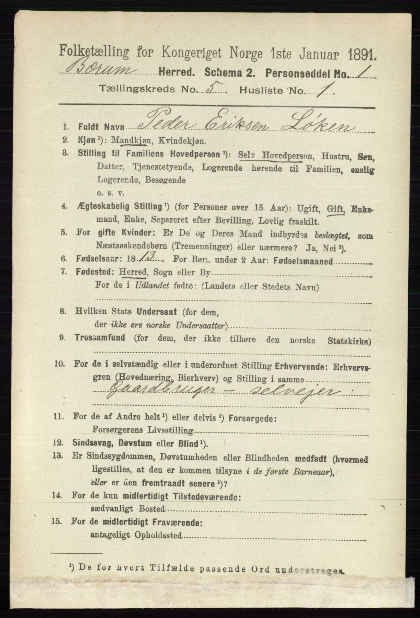 RA, 1891 census for 0219 Bærum, 1891, p. 3002
