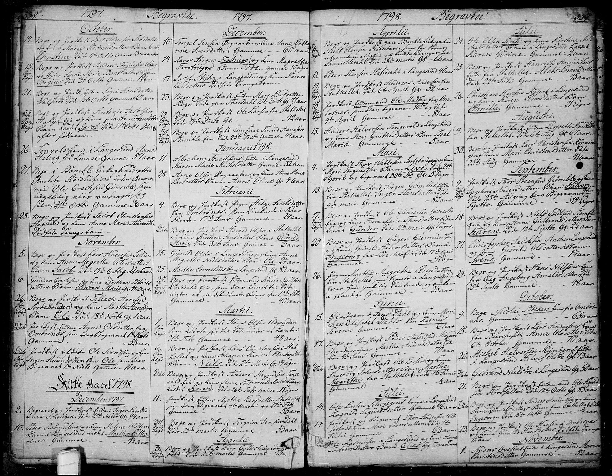 Bamble kirkebøker, SAKO/A-253/F/Fa/L0002: Parish register (official) no. I 2, 1775-1814, p. 538-539