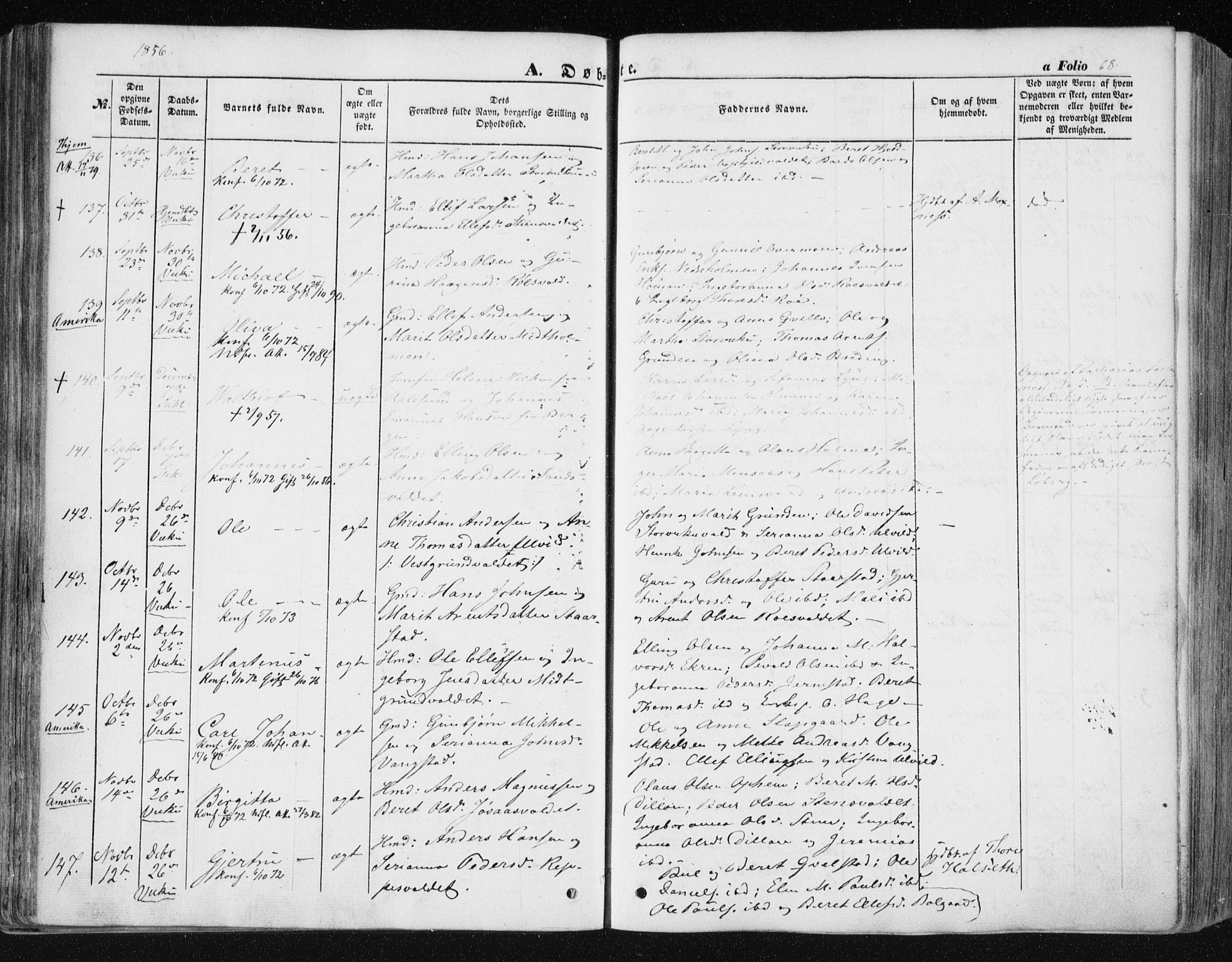 Ministerialprotokoller, klokkerbøker og fødselsregistre - Nord-Trøndelag, AV/SAT-A-1458/723/L0240: Parish register (official) no. 723A09, 1852-1860, p. 68