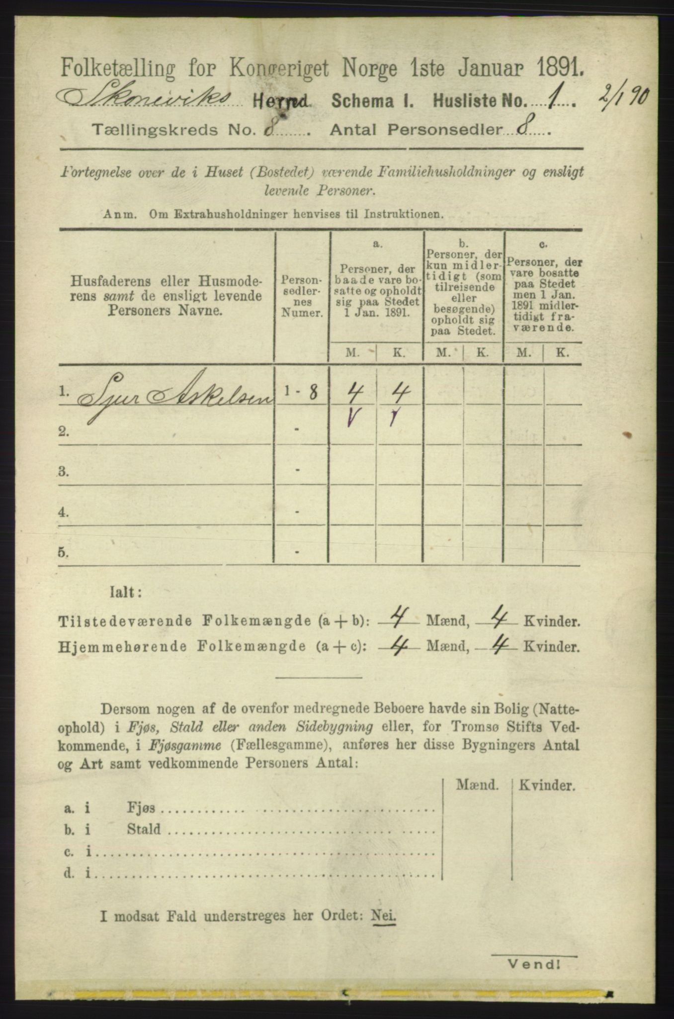 RA, 1891 census for 1212 Skånevik, 1891, p. 2131