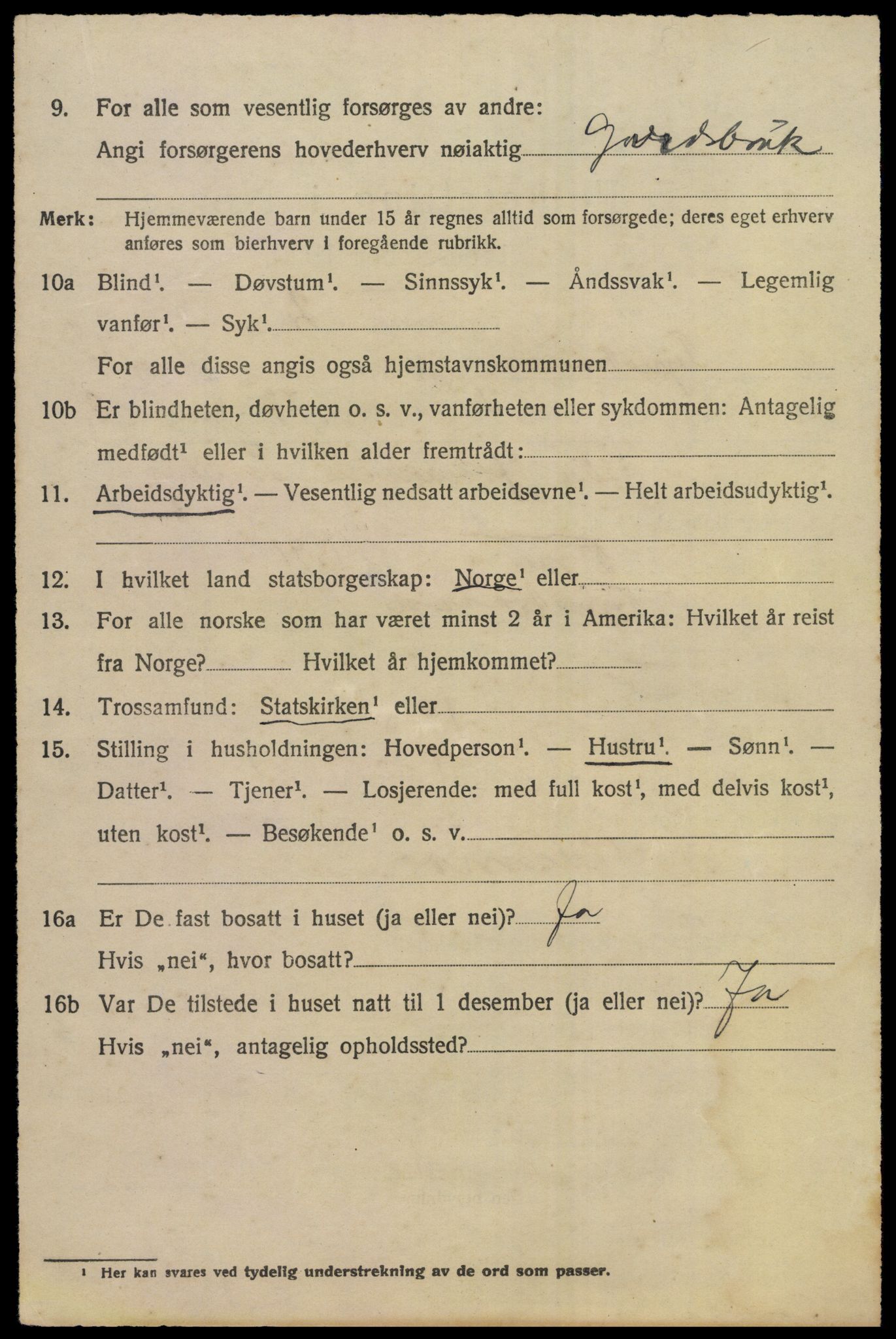 SAKO, 1920 census for Tyristrand, 1920, p. 2989