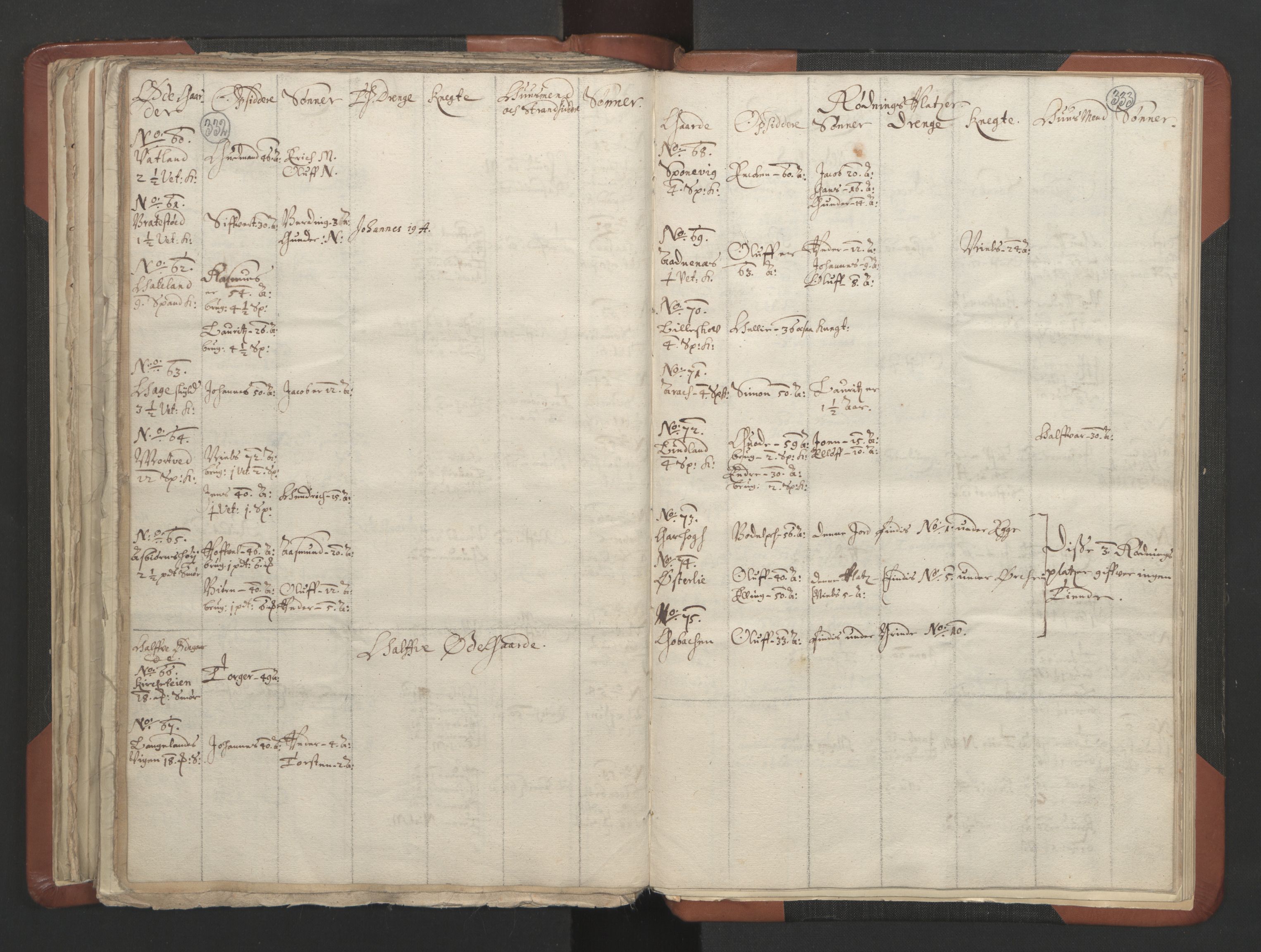 RA, Vicar's Census 1664-1666, no. 19: Ryfylke deanery, 1664-1666, p. 332-333