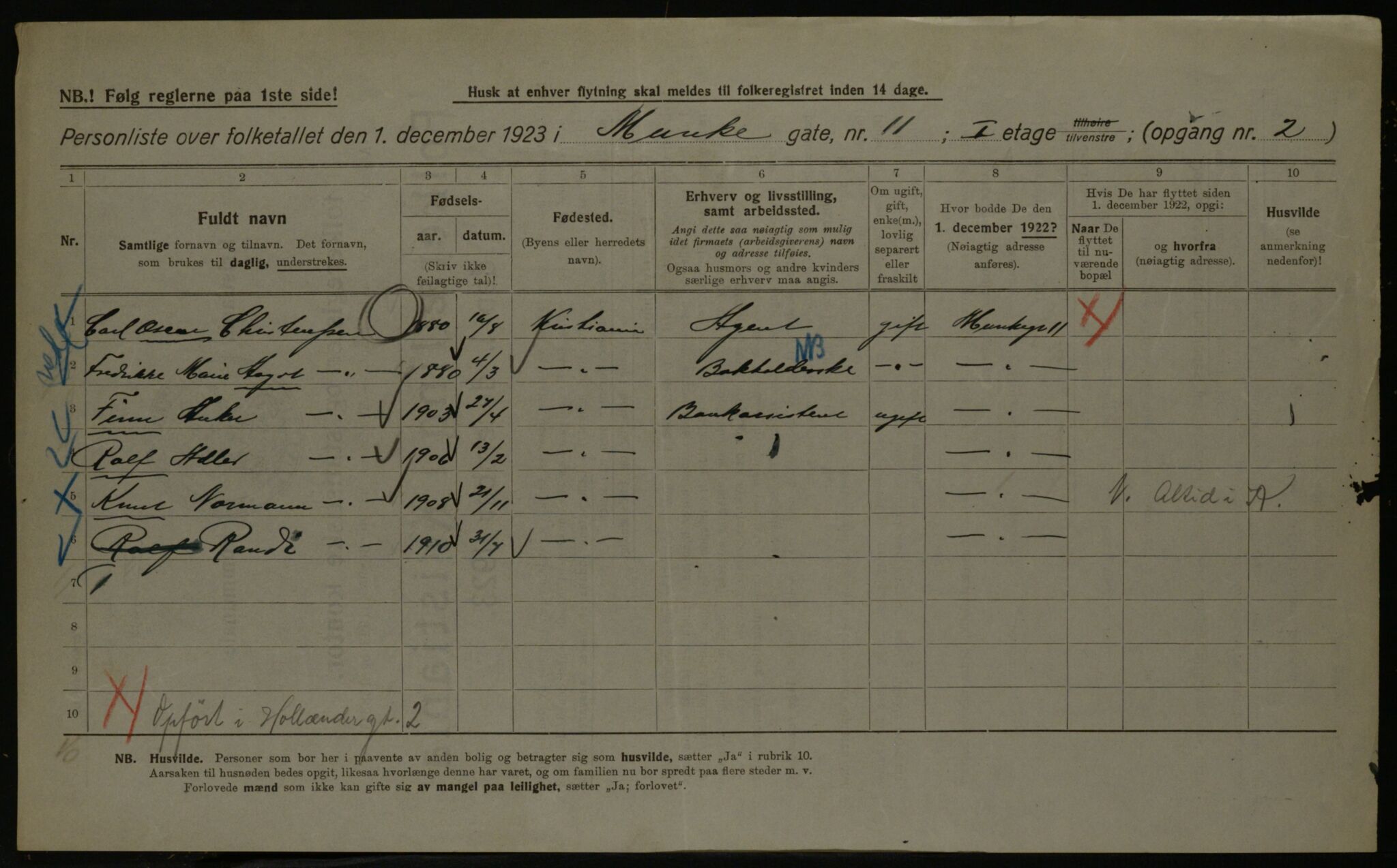 OBA, Municipal Census 1923 for Kristiania, 1923, p. 75051