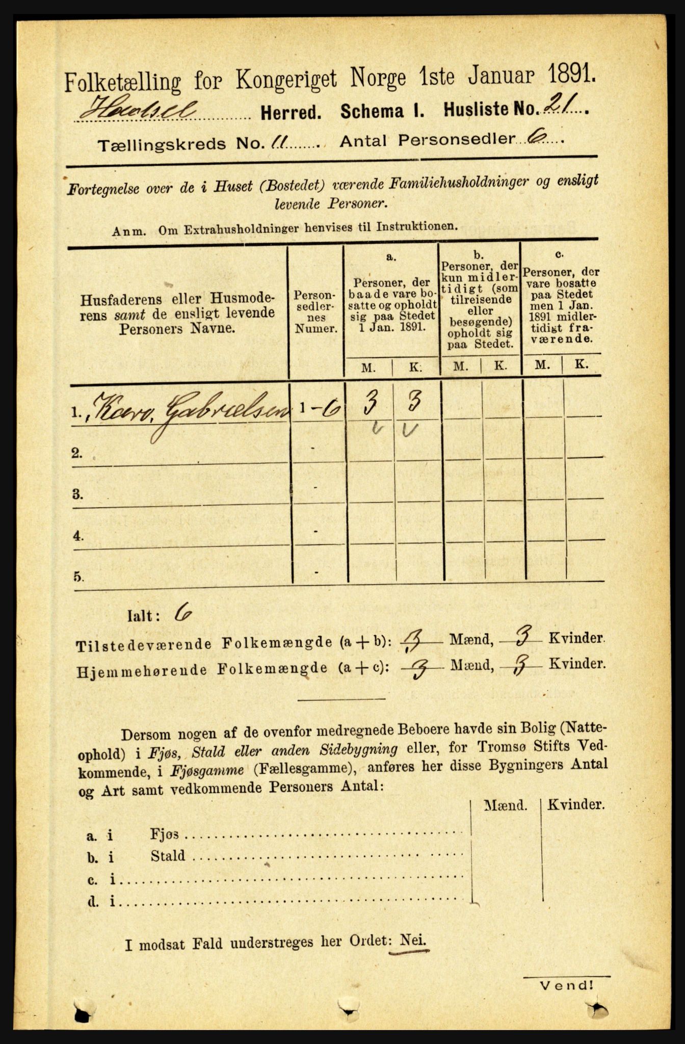 RA, 1891 census for 1866 Hadsel, 1891, p. 4663