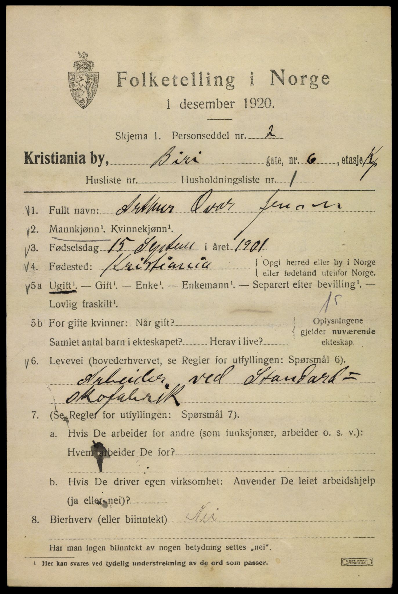 SAO, 1920 census for Kristiania, 1920, p. 155965