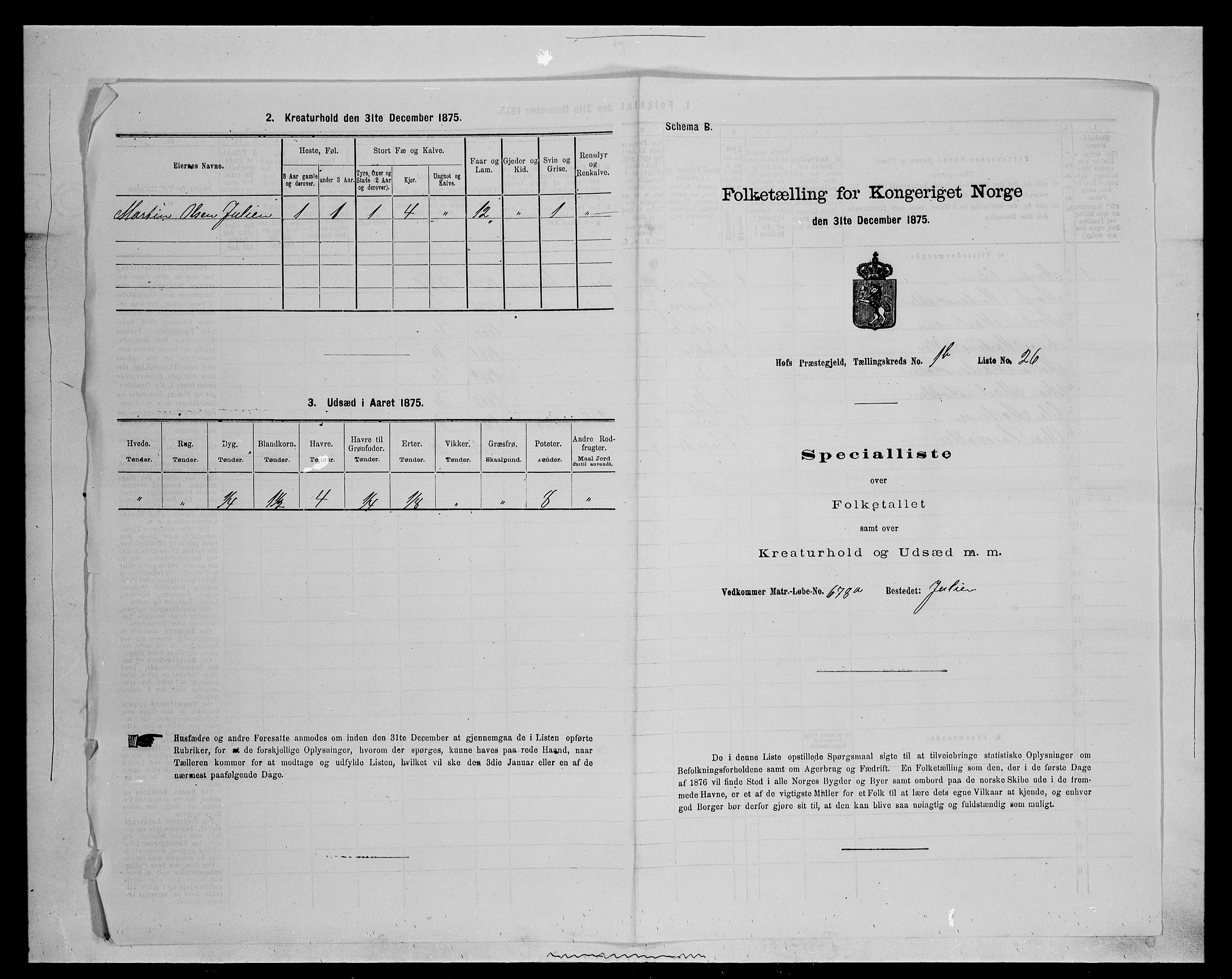 SAH, 1875 census for 0424P Hof, 1875, p. 231