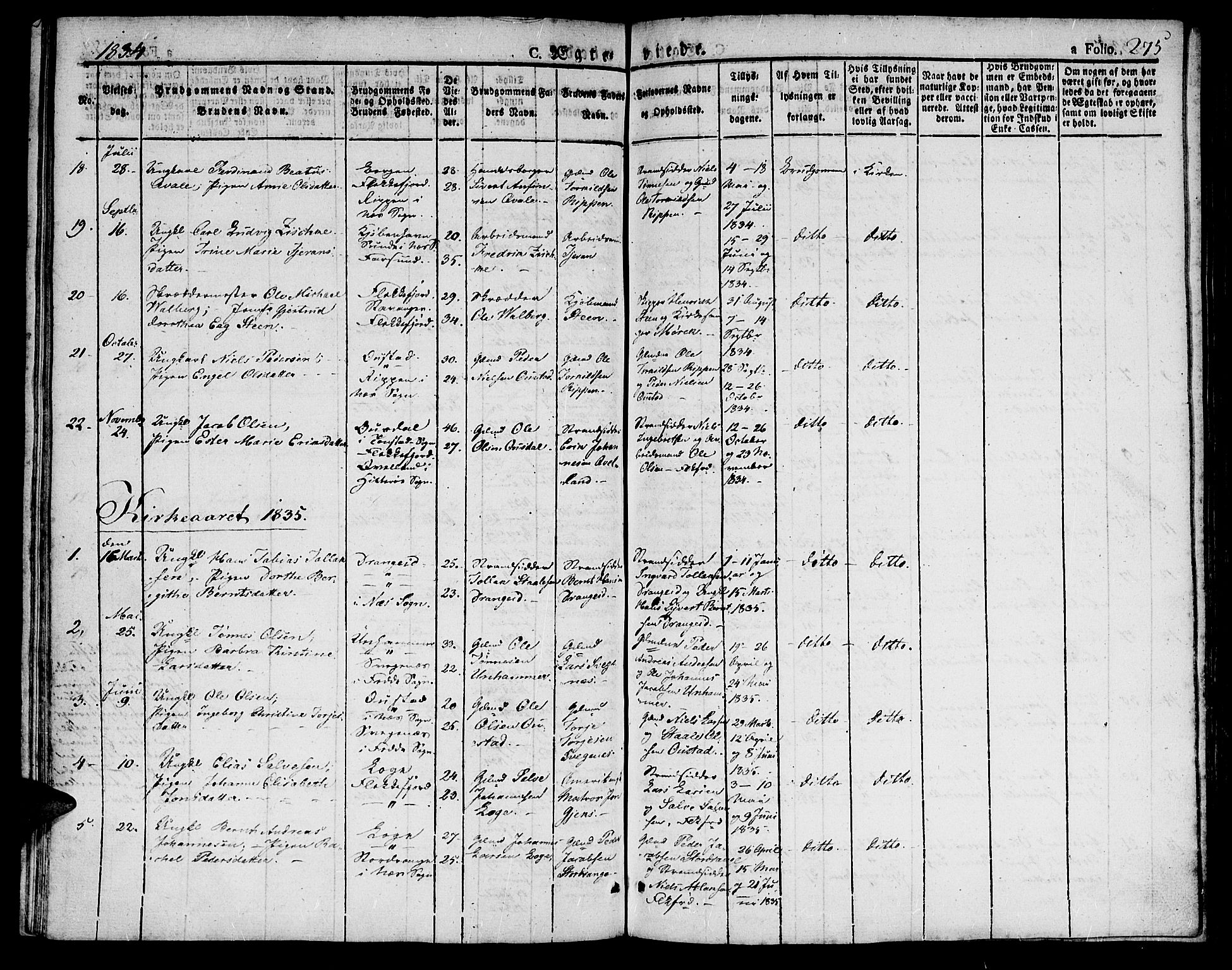 Flekkefjord sokneprestkontor, AV/SAK-1111-0012/F/Fb/Fbc/L0004: Parish register (copy) no. B 4, 1827-1846, p. 275