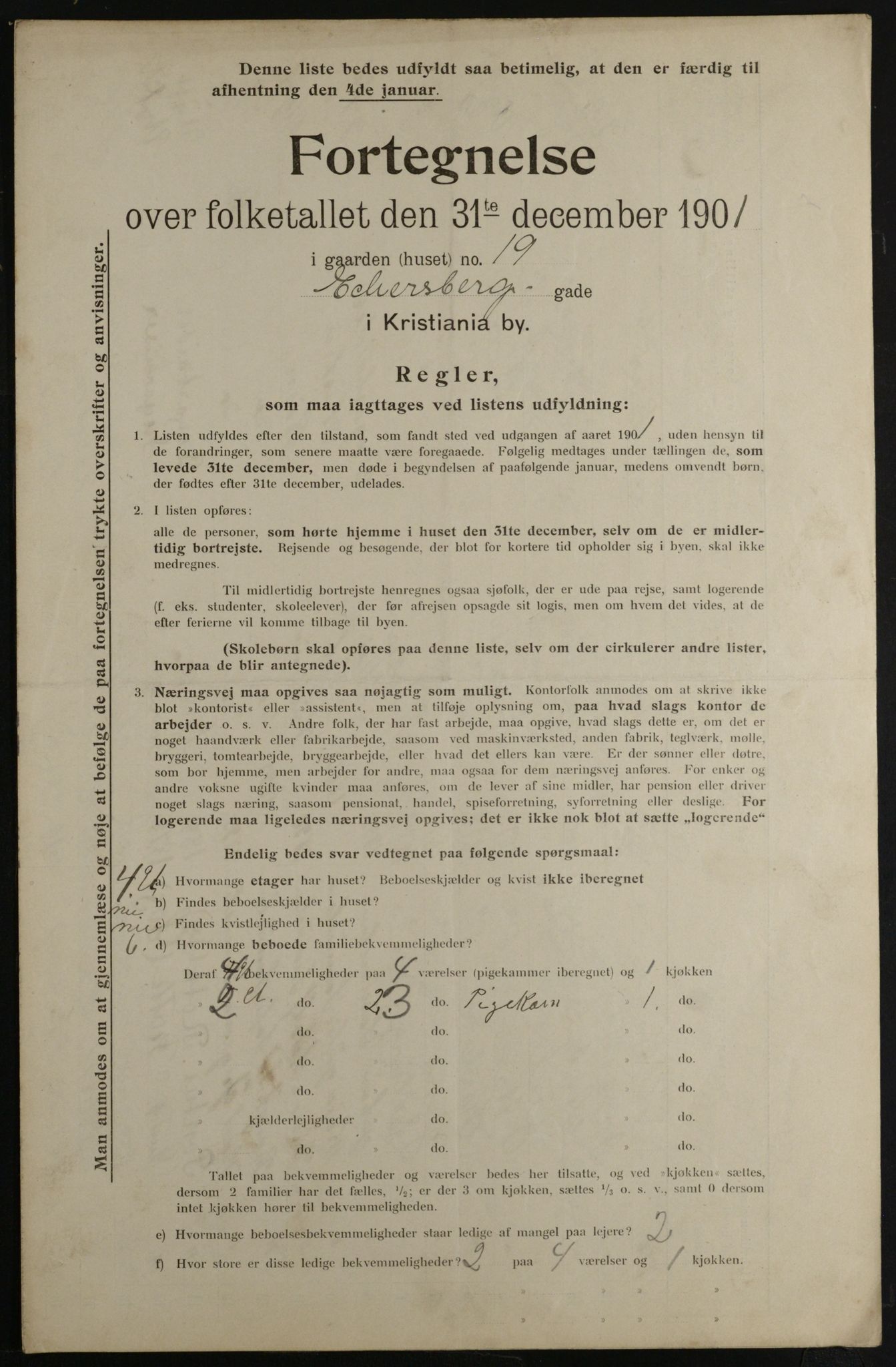 OBA, Municipal Census 1901 for Kristiania, 1901, p. 2974