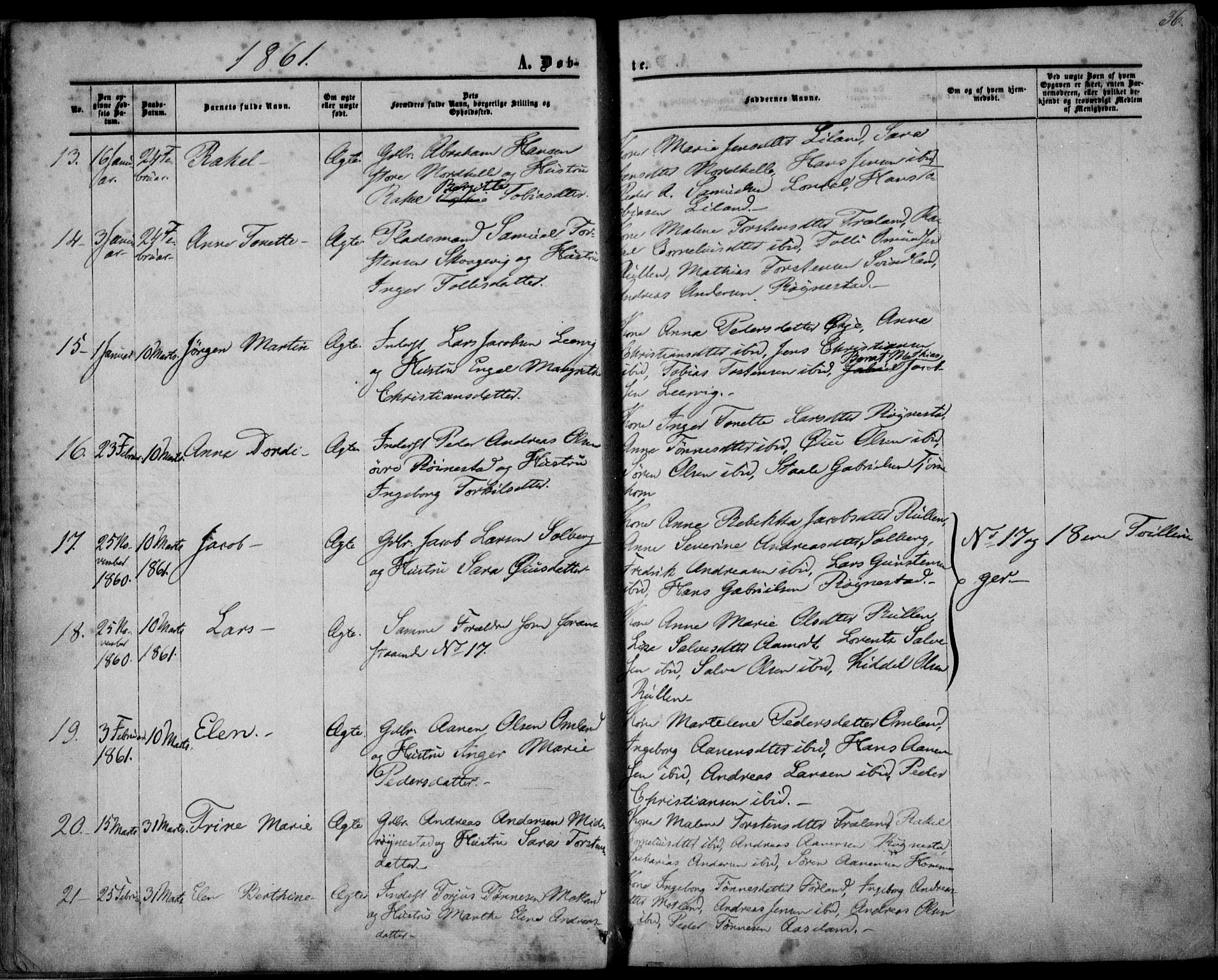 Kvinesdal sokneprestkontor, AV/SAK-1111-0026/F/Fa/Fab/L0006: Parish register (official) no. A 6, 1857-1869, p. 36