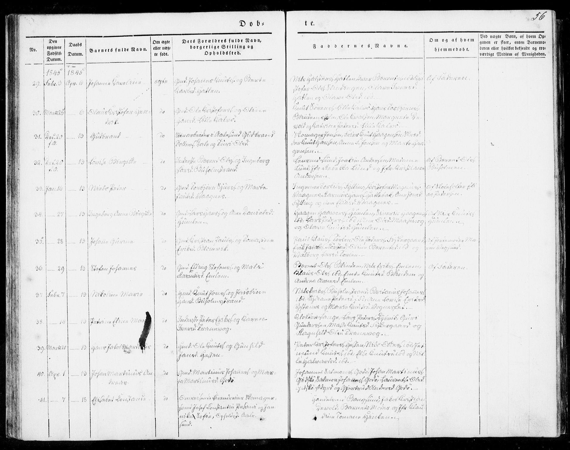 Ministerialprotokoller, klokkerbøker og fødselsregistre - Møre og Romsdal, AV/SAT-A-1454/528/L0396: Parish register (official) no. 528A07, 1839-1847, p. 56