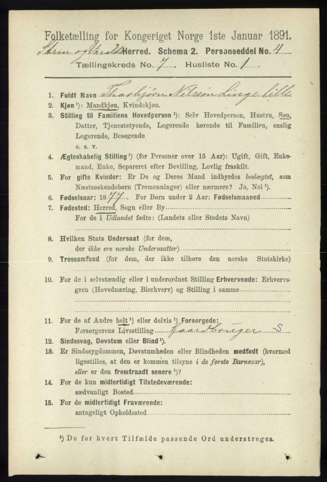 RA, 1891 census for 1226 Strandebarm og Varaldsøy, 1891, p. 2639