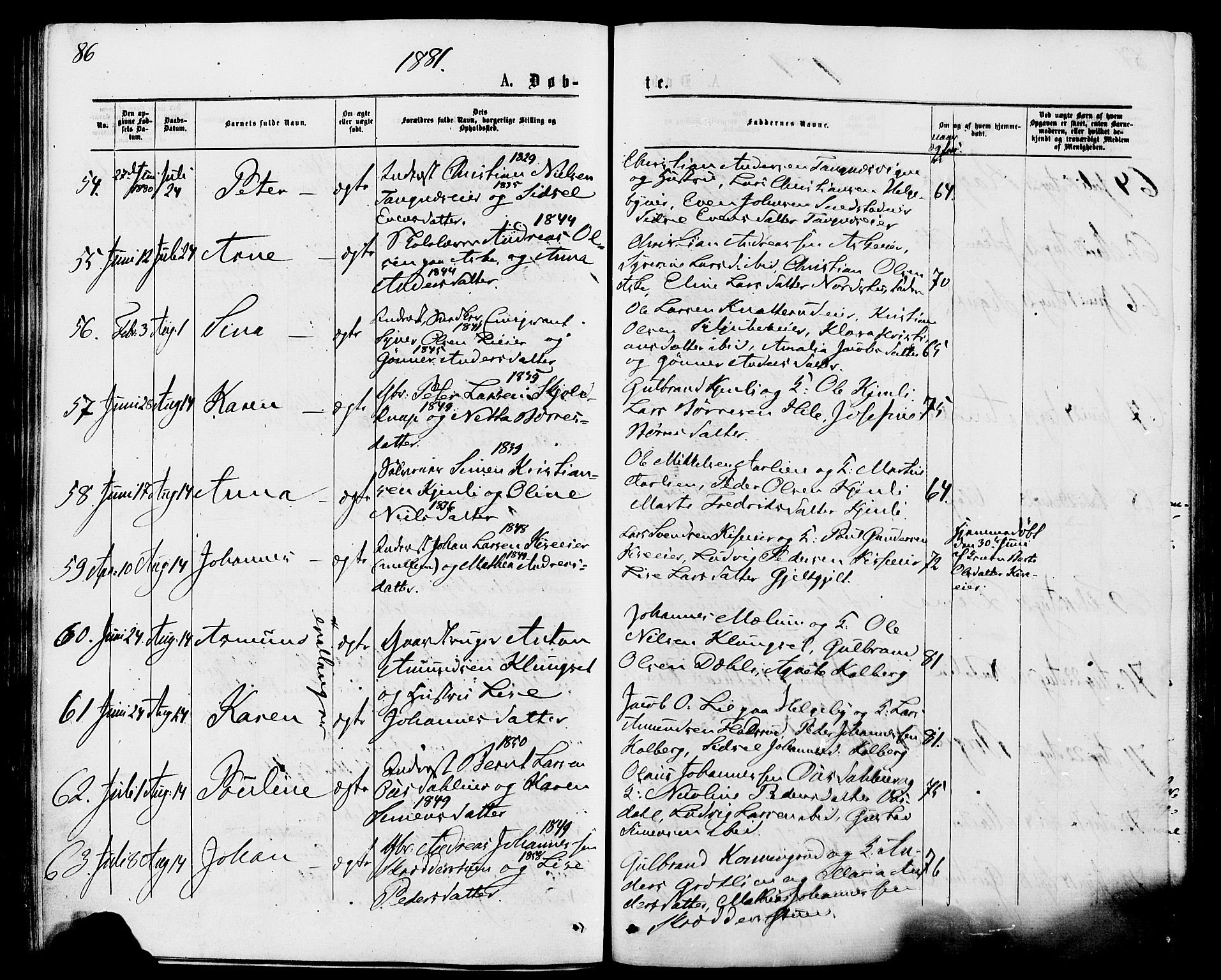 Nes prestekontor, Hedmark, AV/SAH-PREST-020/K/Ka/L0005: Parish register (official) no. 5, 1872-1886, p. 86