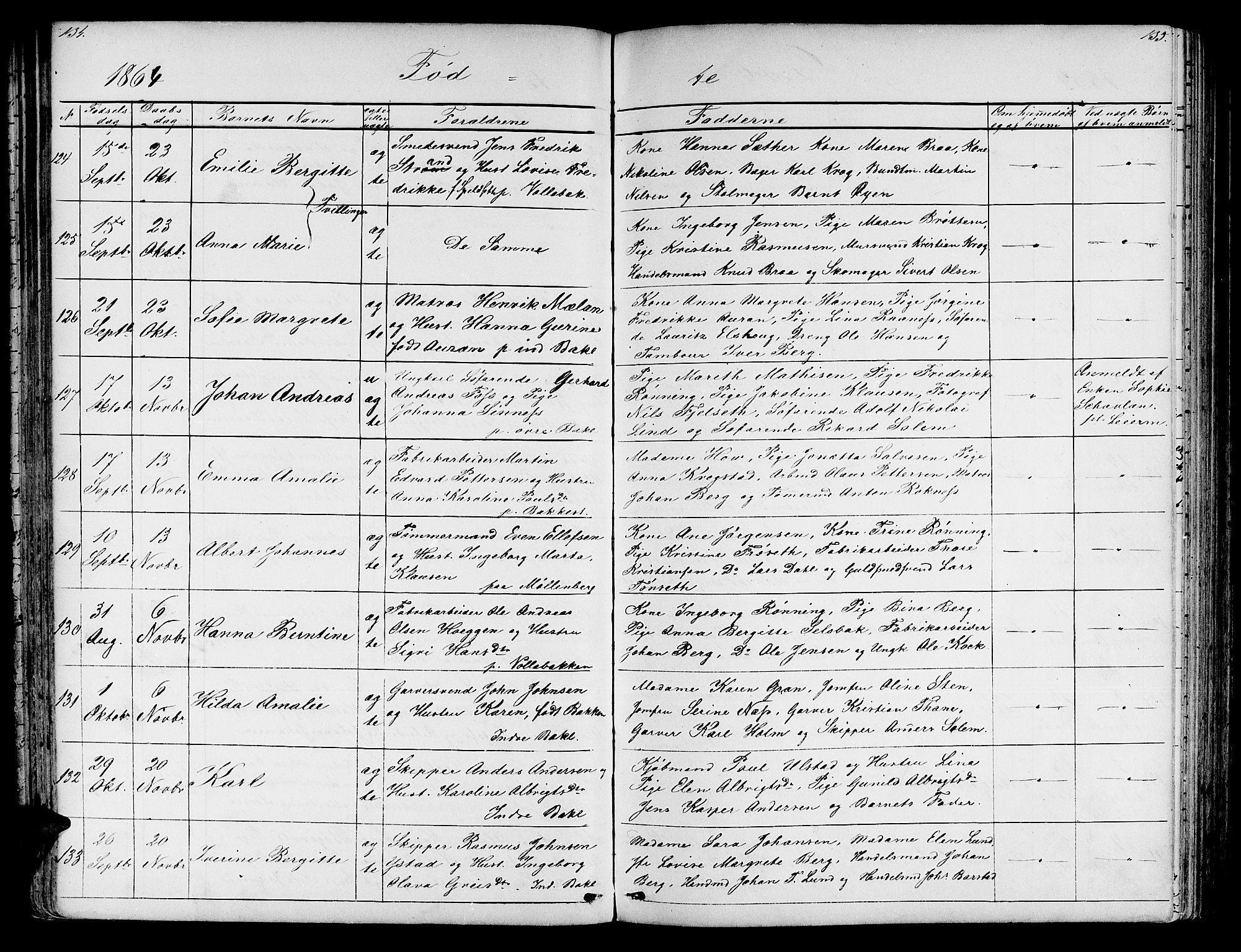 Ministerialprotokoller, klokkerbøker og fødselsregistre - Sør-Trøndelag, SAT/A-1456/604/L0219: Parish register (copy) no. 604C02, 1851-1869, p. 134-135