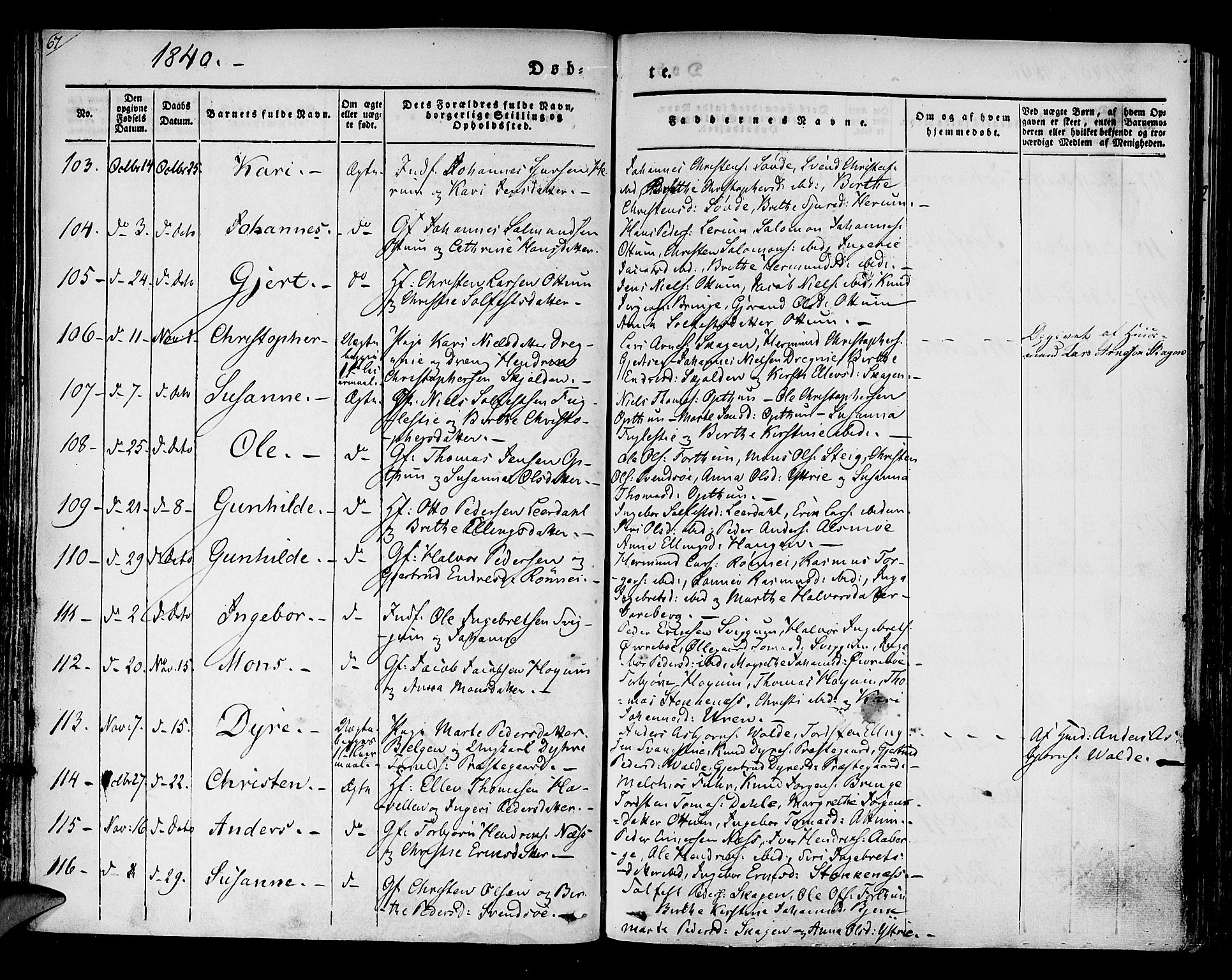 Luster sokneprestembete, SAB/A-81101/H/Haa/Haaa/L0005: Parish register (official) no. A 5, 1831-1841, p. 67