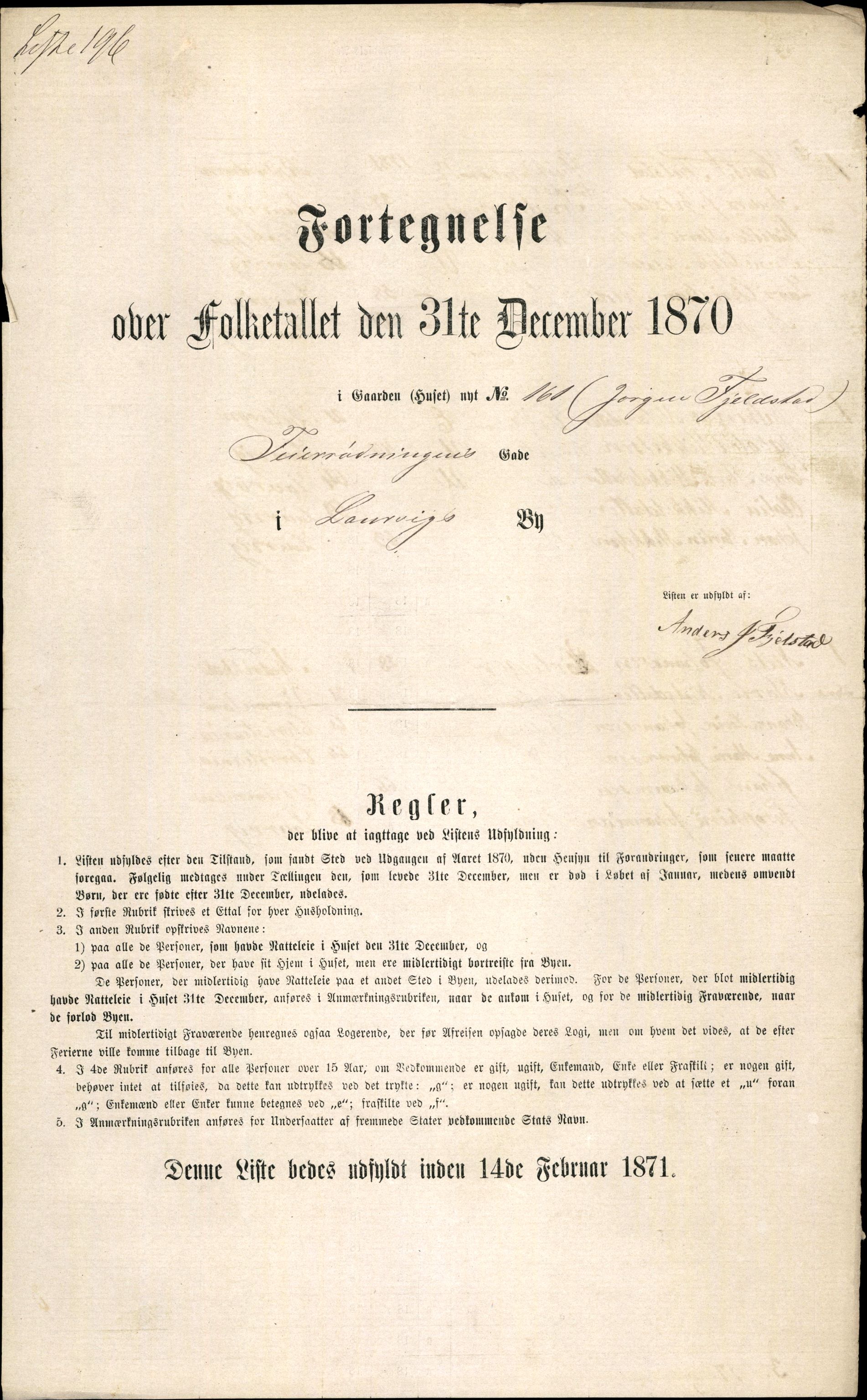 RA, 1870 census for 0707 Larvik, 1870, p. 409