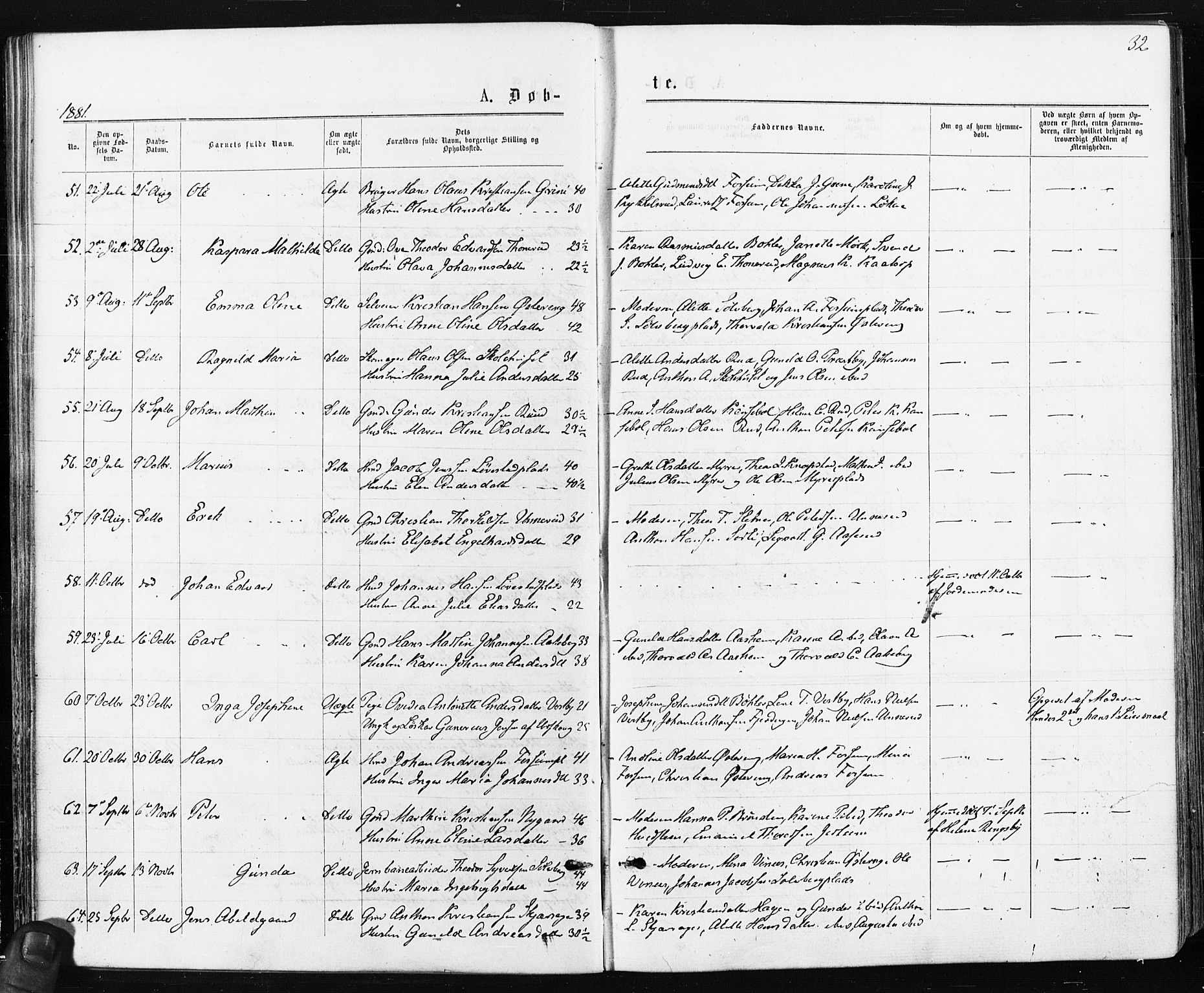 Spydeberg prestekontor Kirkebøker, SAO/A-10924/F/Fa/L0007: Parish register (official) no. I 7, 1875-1885, p. 32