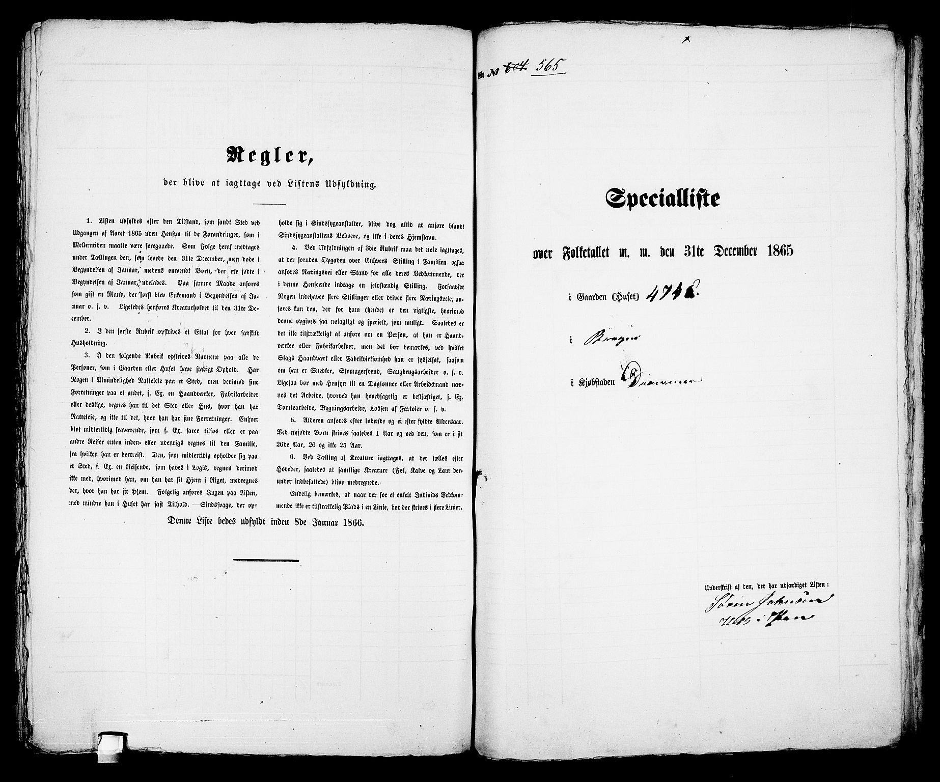 RA, 1865 census for Bragernes in Drammen, 1865, p. 1173