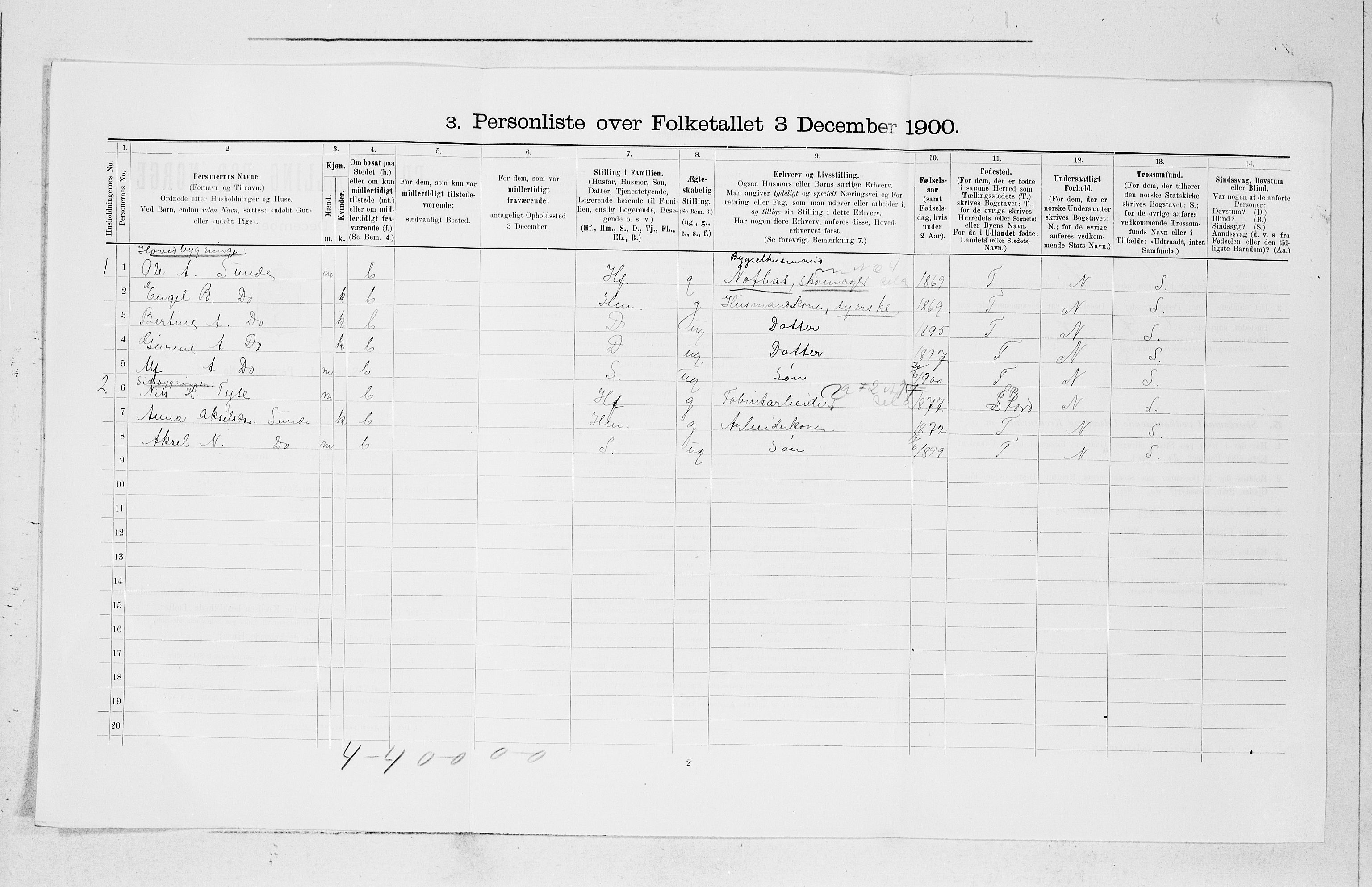 SAB, 1900 census for Kvinnherad, 1900, p. 1545