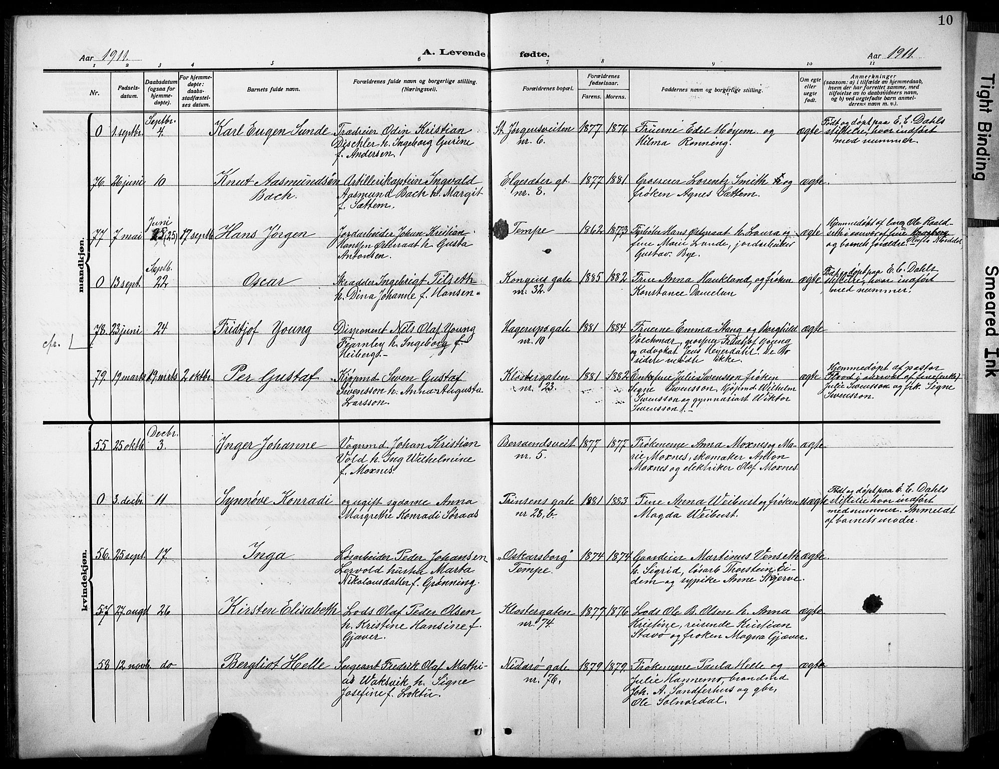 Ministerialprotokoller, klokkerbøker og fødselsregistre - Sør-Trøndelag, AV/SAT-A-1456/601/L0096: Parish register (copy) no. 601C14, 1911-1931, p. 10