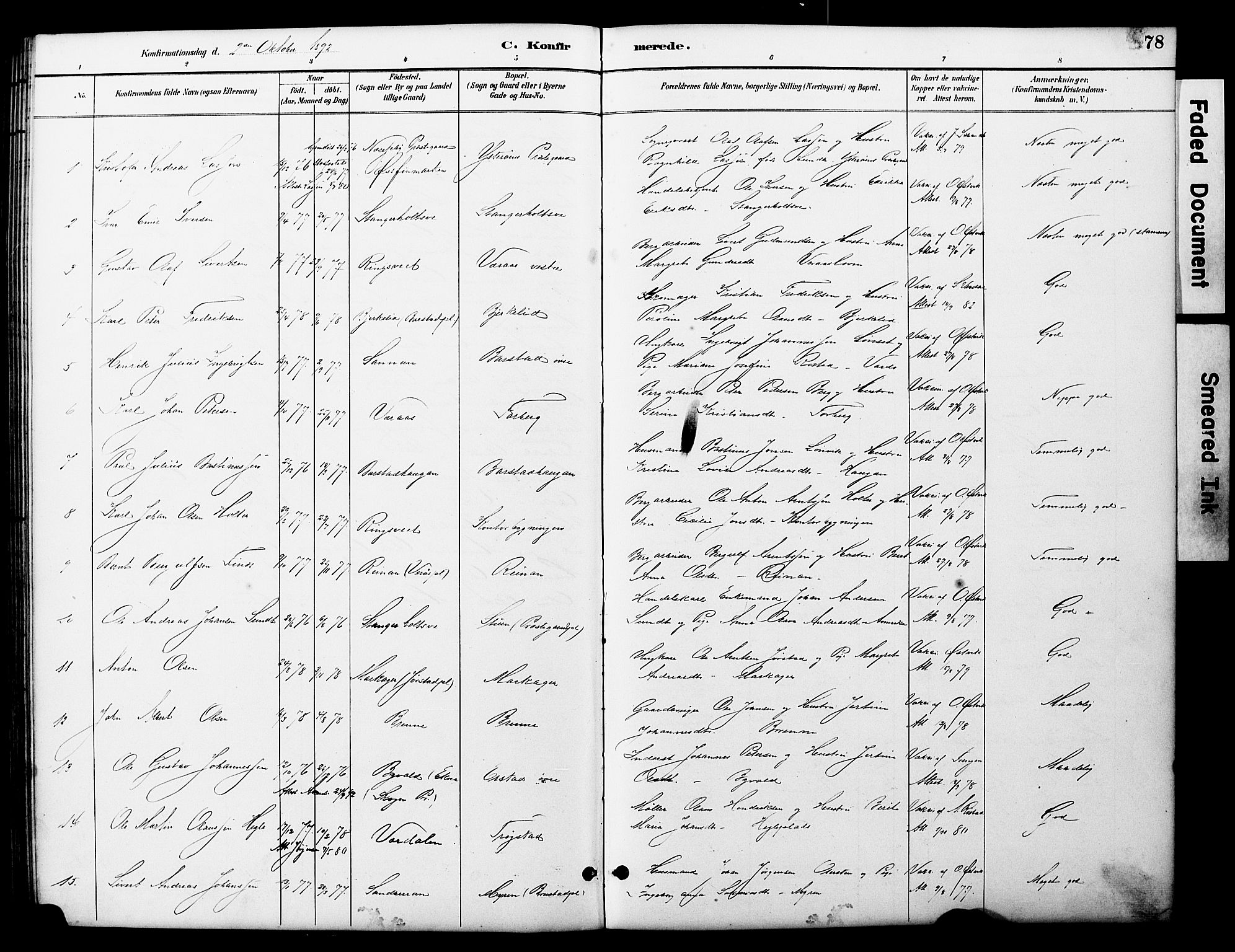 Ministerialprotokoller, klokkerbøker og fødselsregistre - Nord-Trøndelag, SAT/A-1458/722/L0226: Parish register (copy) no. 722C02, 1889-1927, p. 78