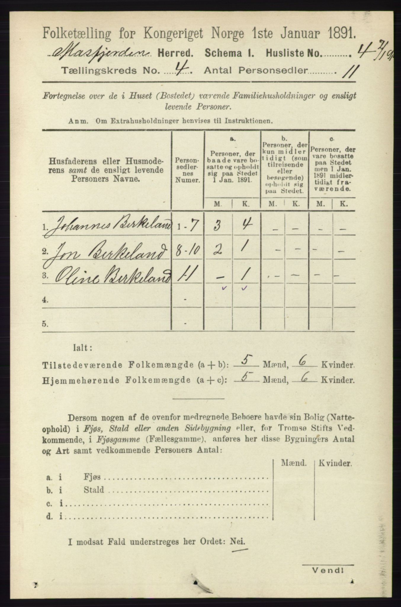 RA, 1891 census for 1266 Masfjorden, 1891, p. 726