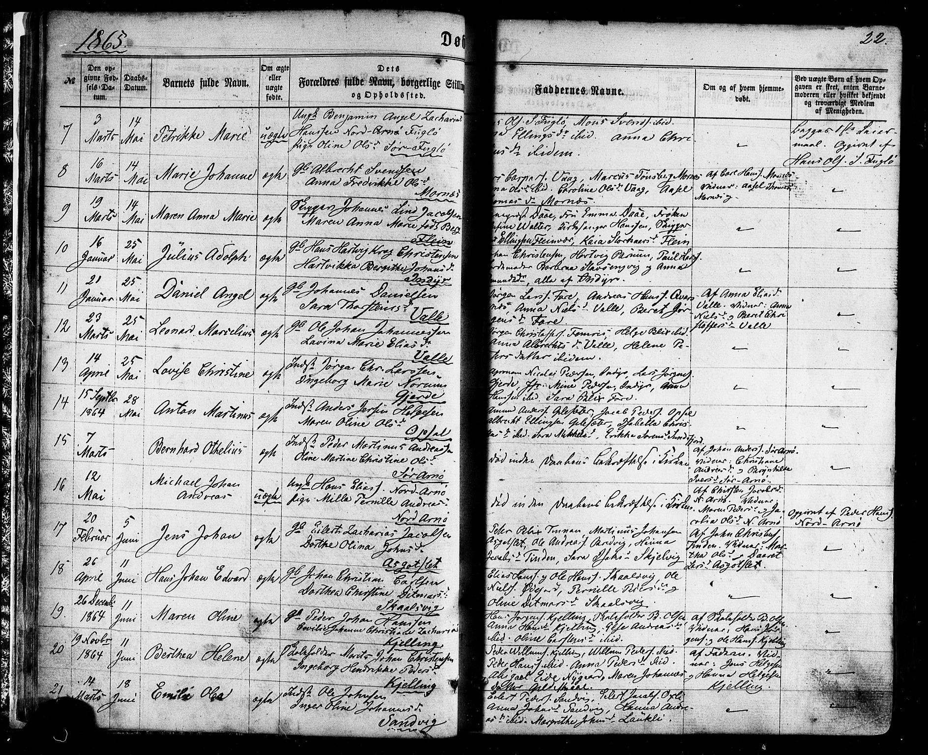 Ministerialprotokoller, klokkerbøker og fødselsregistre - Nordland, SAT/A-1459/805/L0098: Parish register (official) no. 805A05, 1862-1879, p. 22