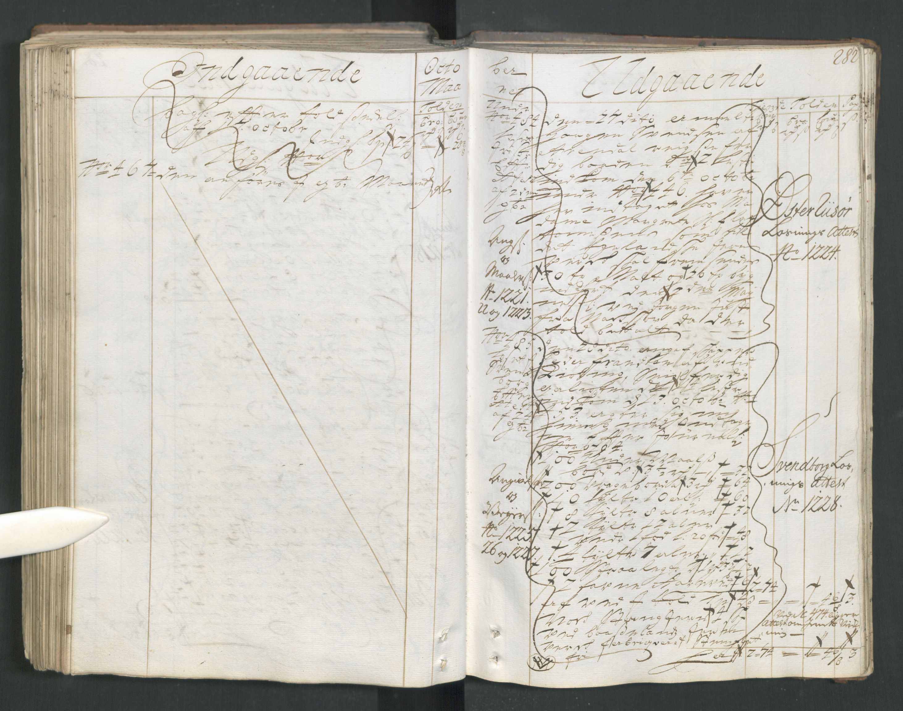 Generaltollkammeret, tollregnskaper, AV/RA-EA-5490/R15/L0013/0001: Tollregnskaper Arendal / Hovedtollbok, 1733, p. 281b-282a