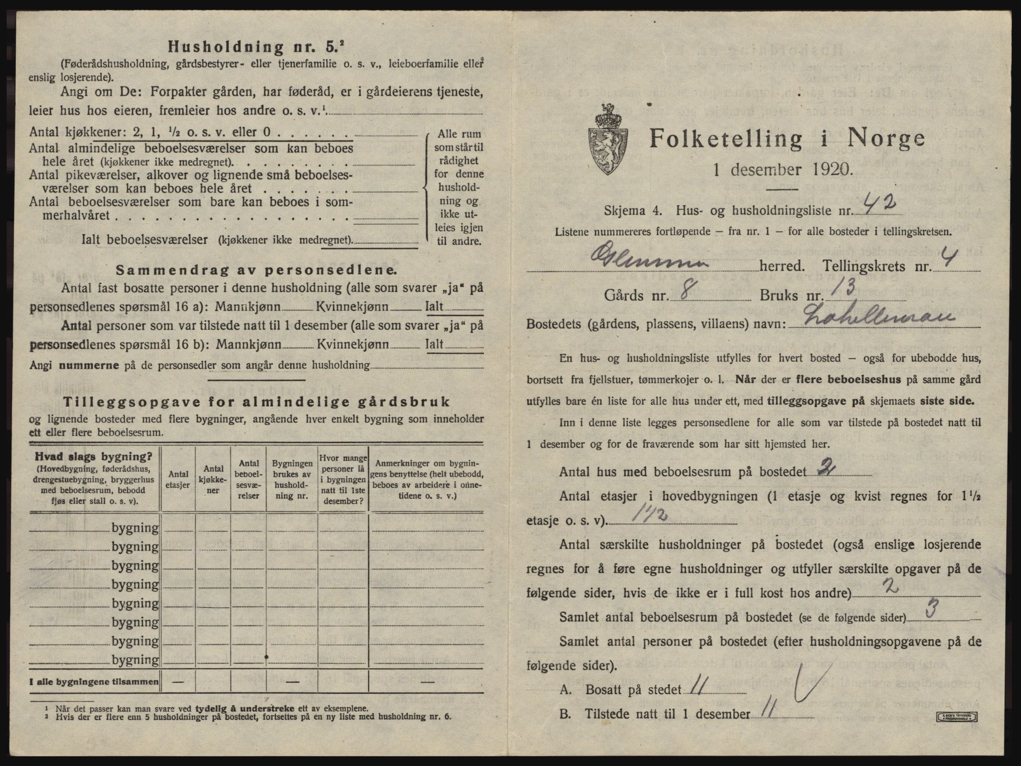 SAO, 1920 census for Glemmen, 1920, p. 711