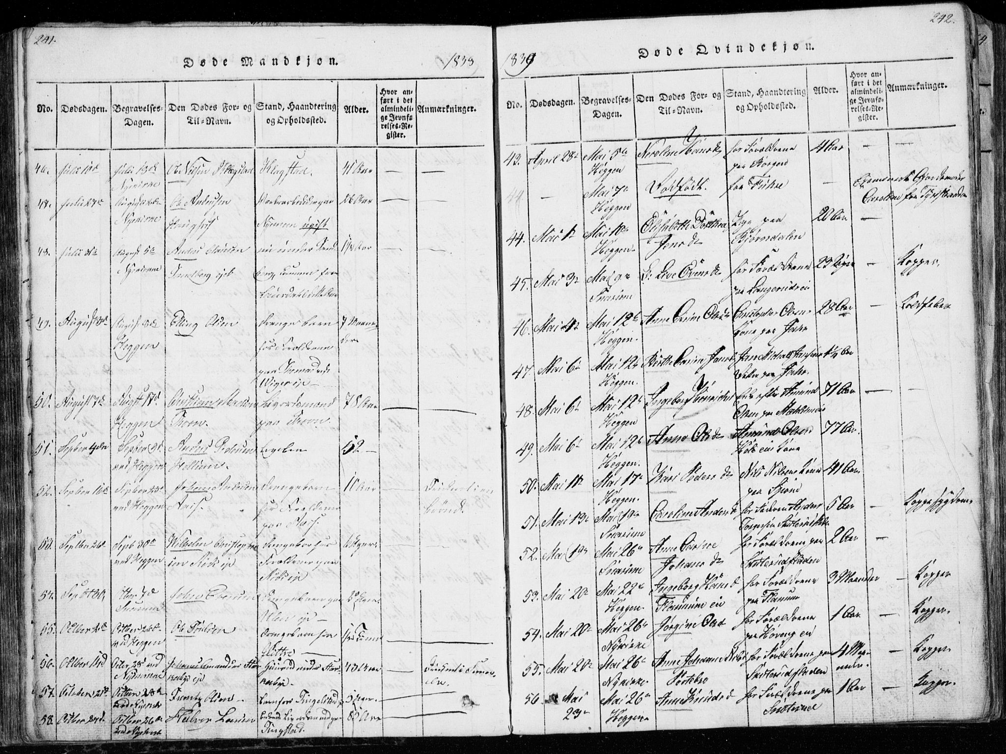 Modum kirkebøker, AV/SAKO-A-234/G/Ga/L0003: Parish register (copy) no. I 3, 1832-1842, p. 241-242