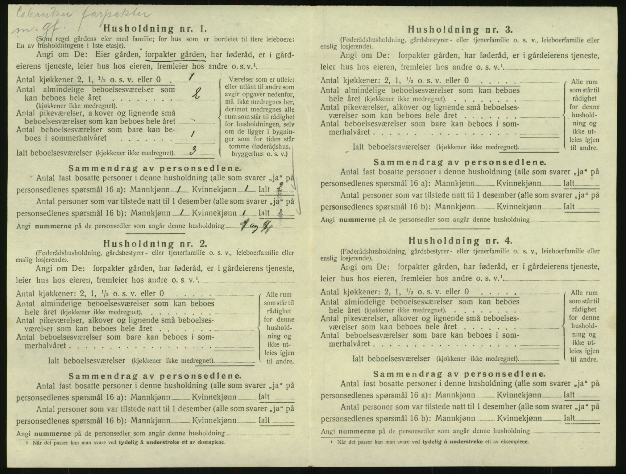 SAK, 1920 census for Vegusdal, 1920, p. 278