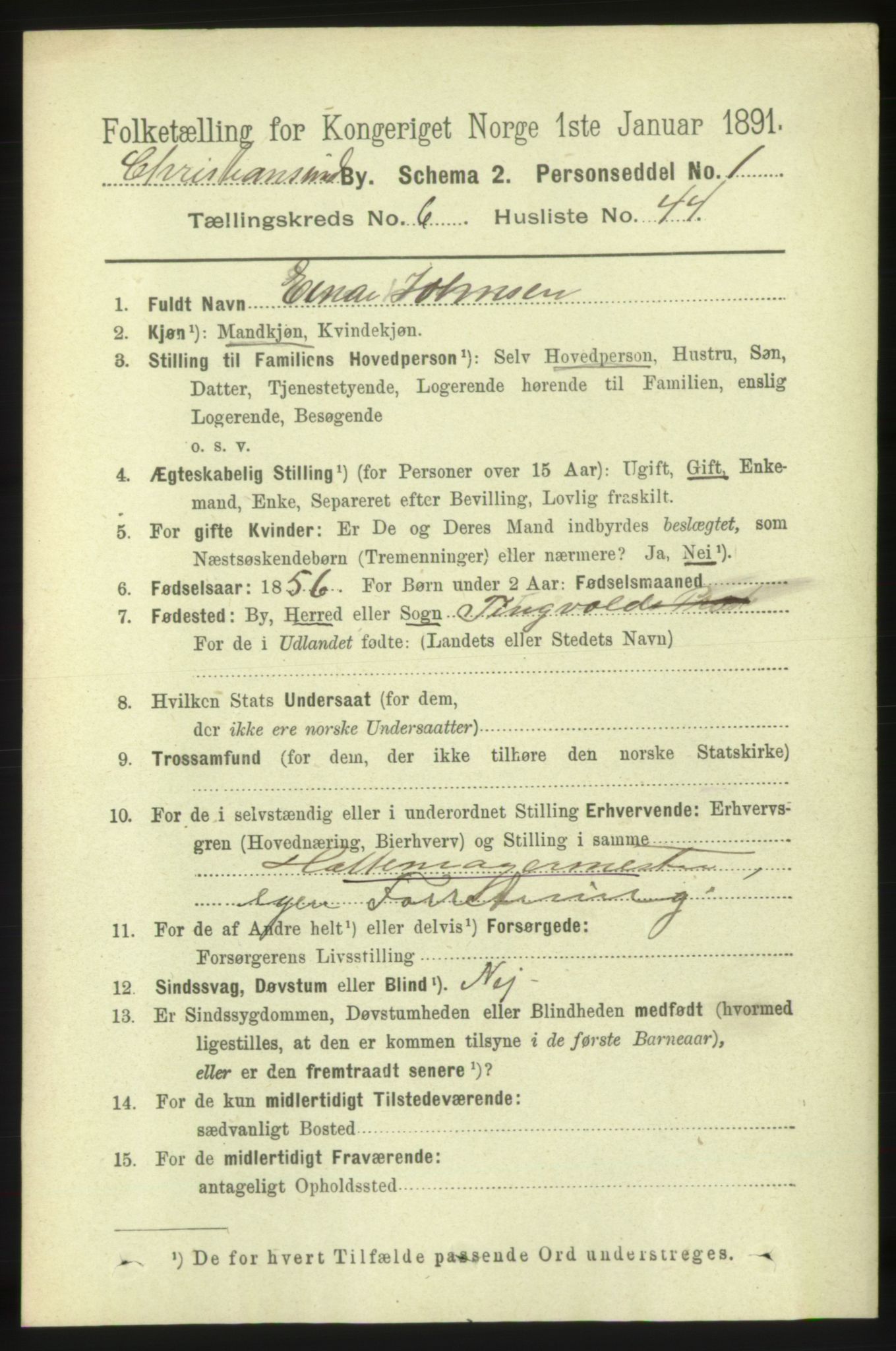 RA, 1891 census for 1503 Kristiansund, 1891, p. 5517