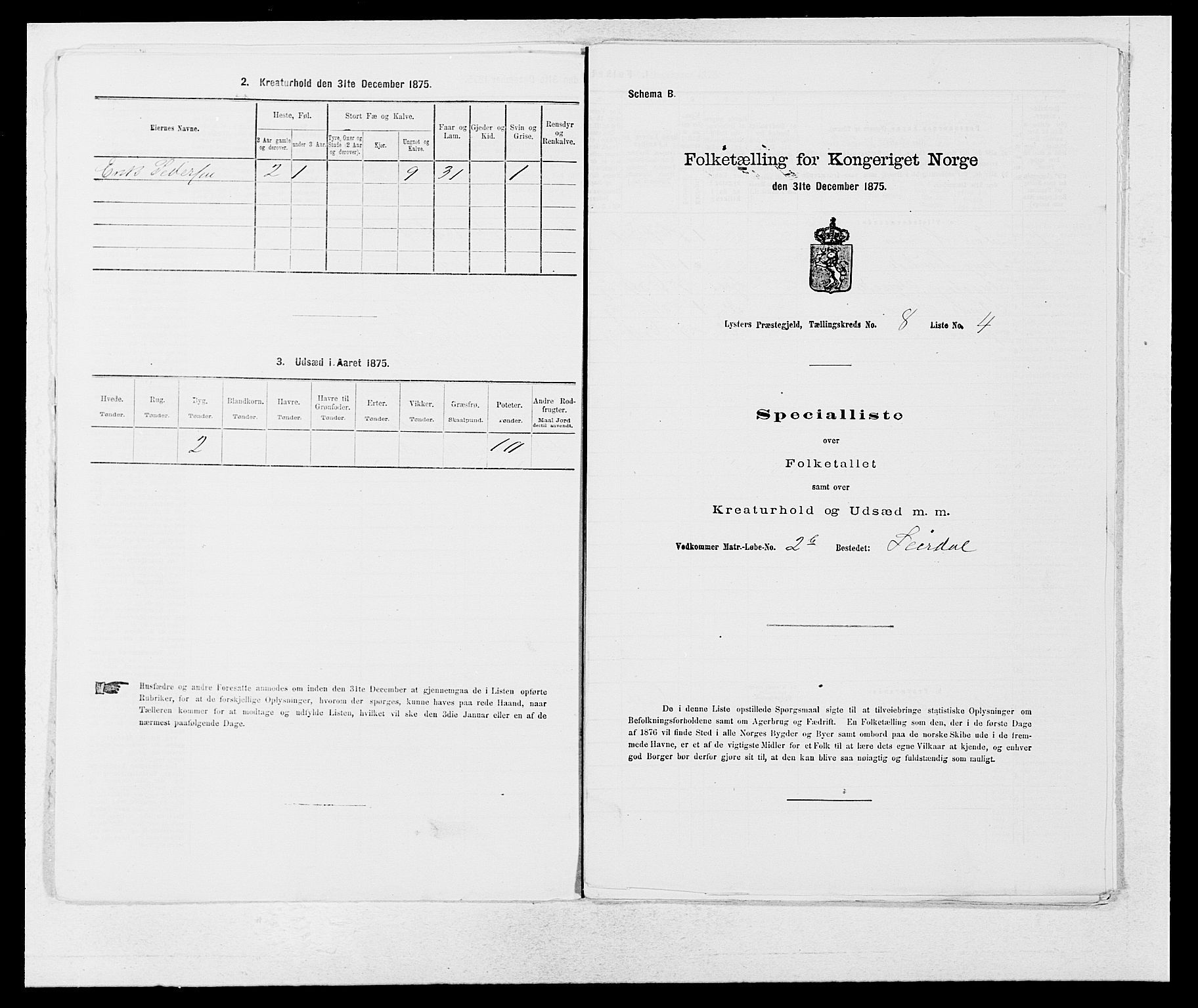 SAB, 1875 census for 1426P Luster, 1875, p. 1291