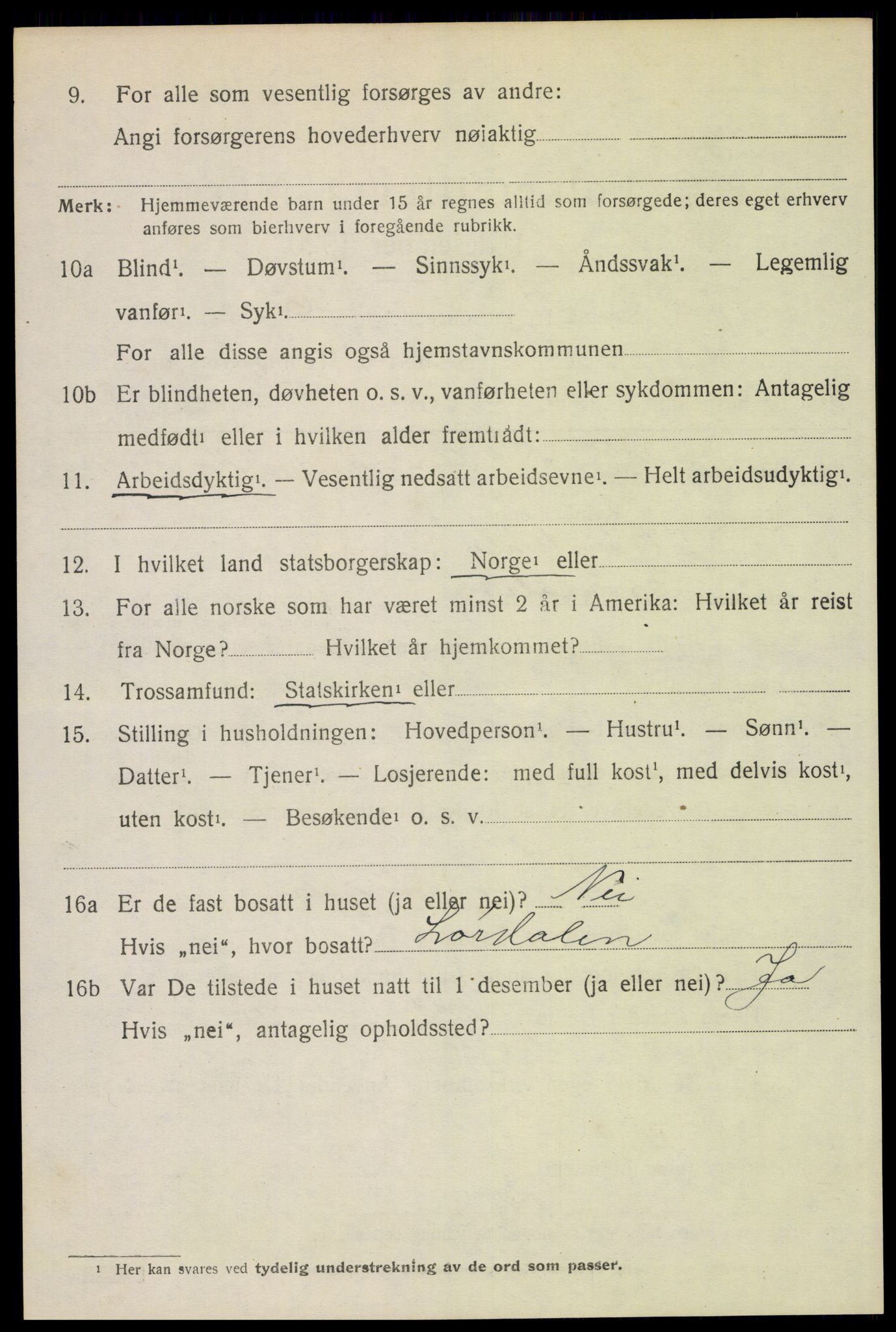 SAH, 1920 census for Trysil, 1920, p. 4302