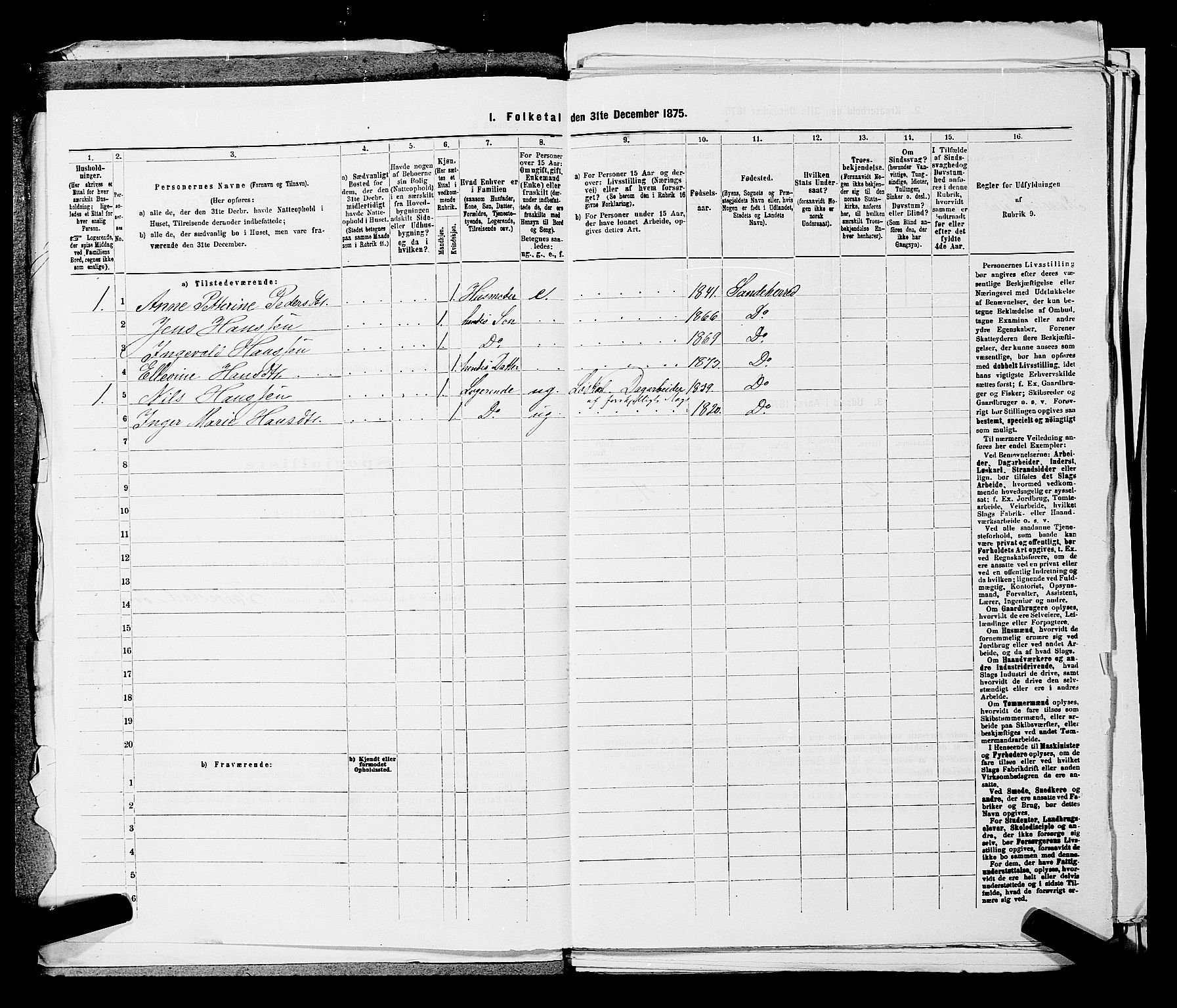 SAKO, 1875 census for 0724L Sandeherred/Sandeherred, 1875, p. 1556