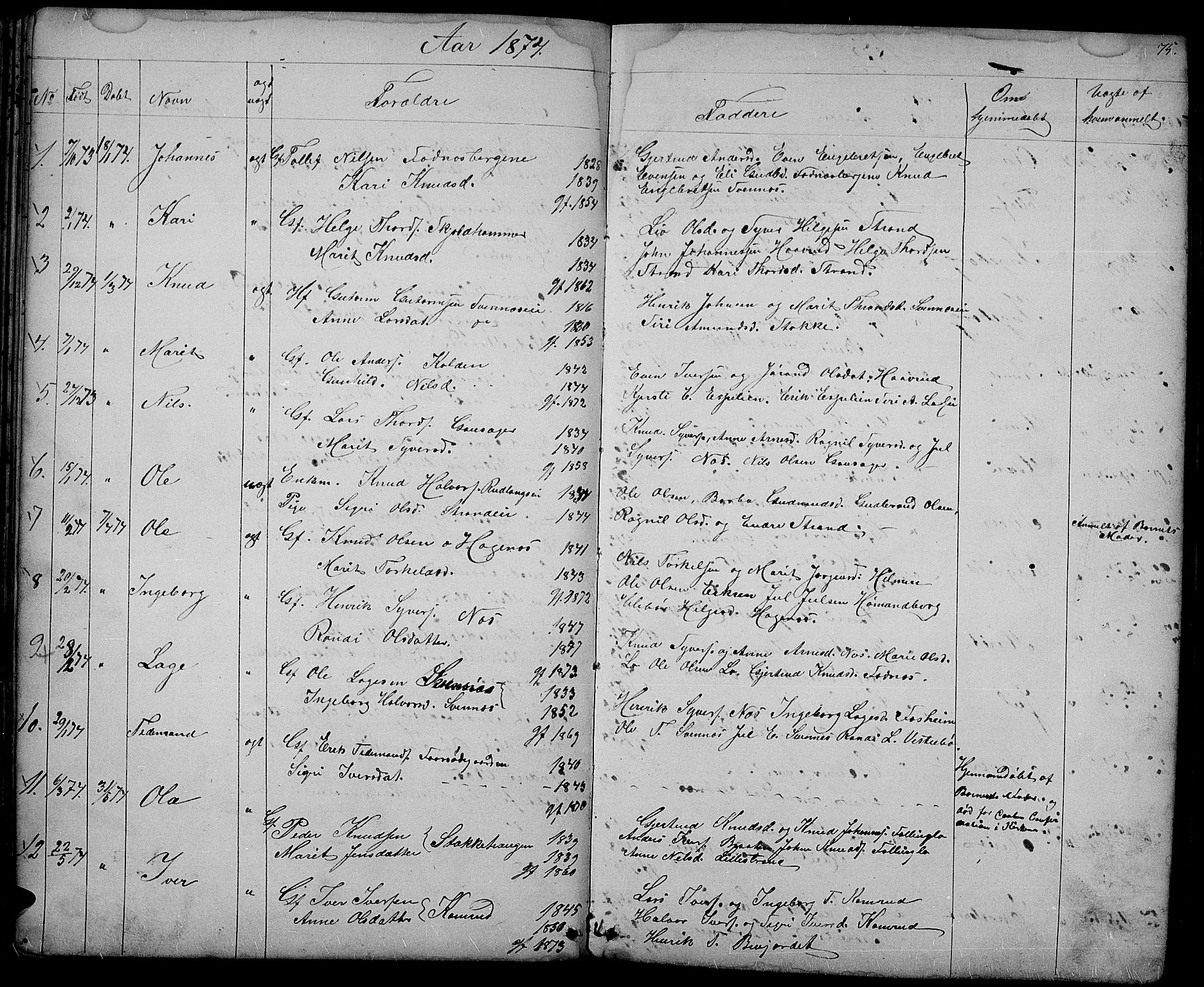 Nord-Aurdal prestekontor, SAH/PREST-132/H/Ha/Hab/L0003: Parish register (copy) no. 3, 1842-1882, p. 75