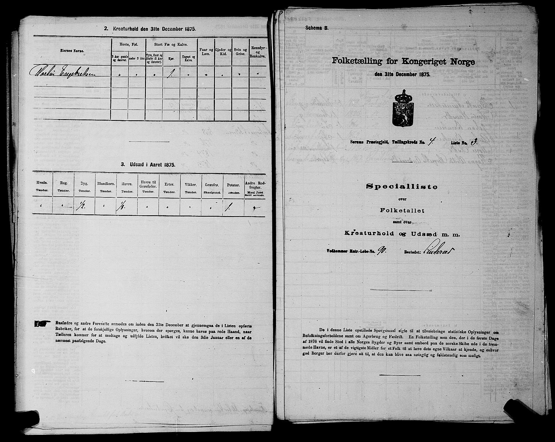 RA, 1875 census for 0226P Sørum, 1875, p. 463