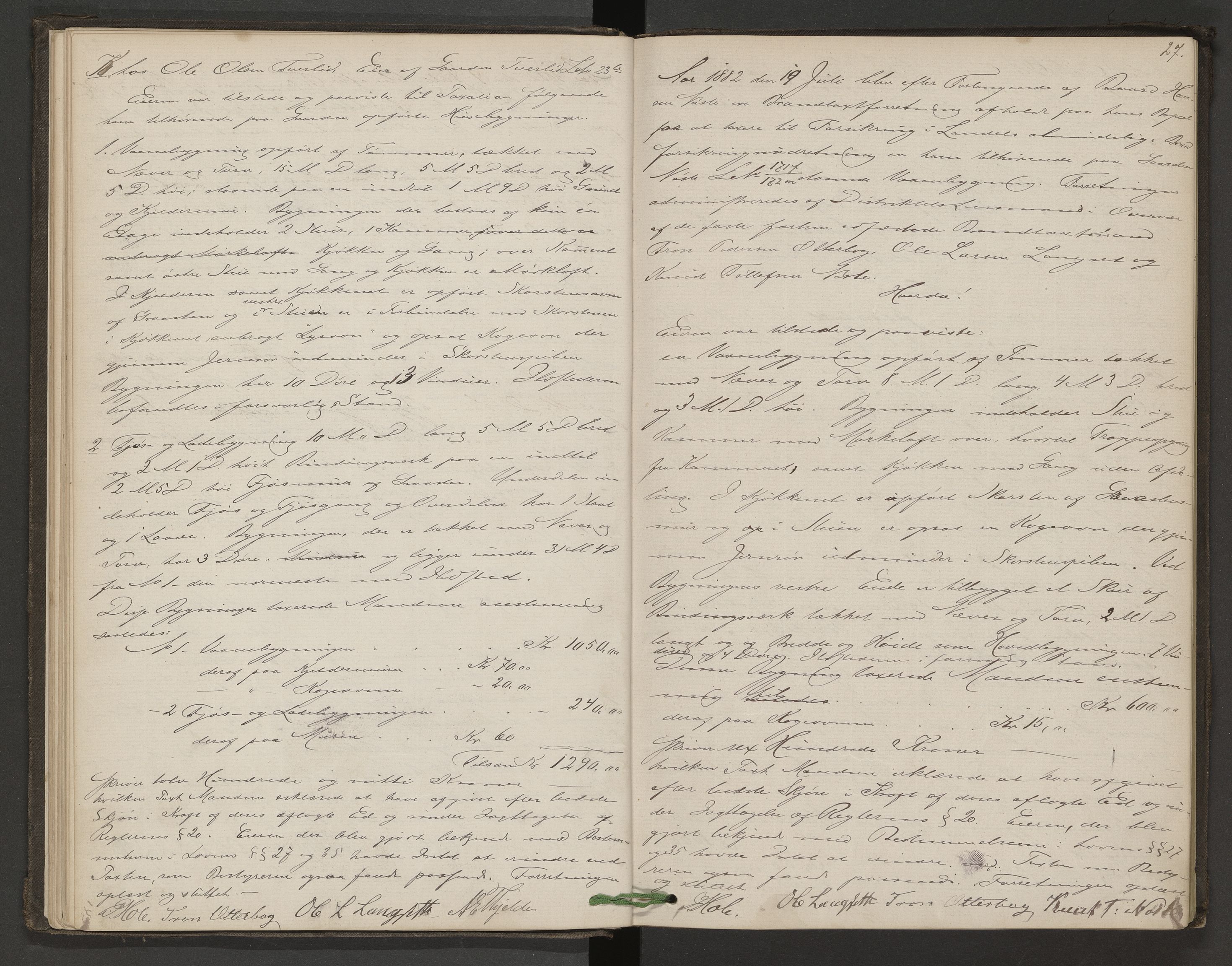 Norges Brannkasse Nesset, AV/SAT-A-5501/F/Fa/L0003: Branntakstprotokoll, 1882-1890, p. 26b-27a