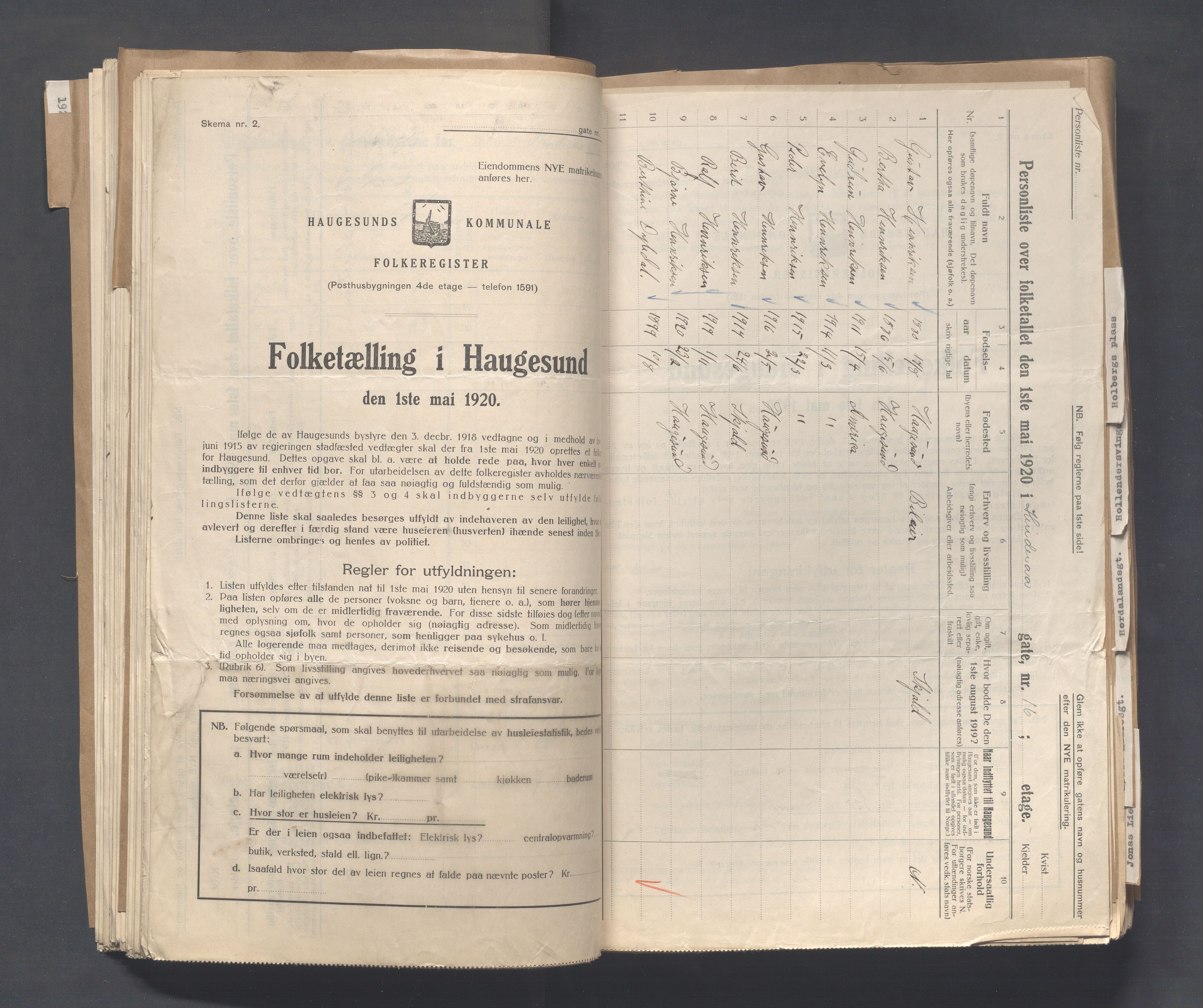 IKAR, Local census 1.5.1920 for Haugesund, 1920, p. 2165