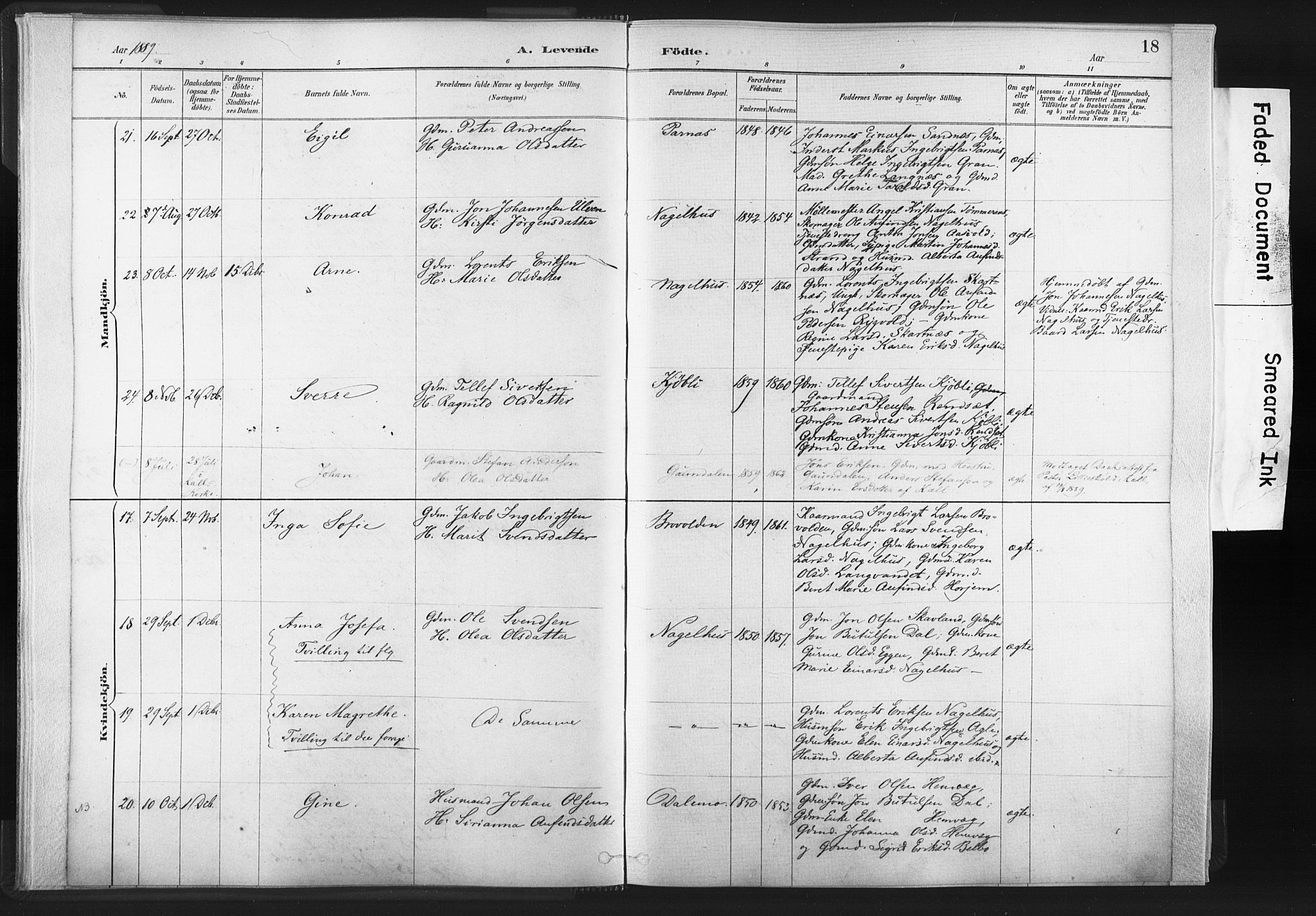Ministerialprotokoller, klokkerbøker og fødselsregistre - Nord-Trøndelag, SAT/A-1458/749/L0474: Parish register (official) no. 749A08, 1887-1903, p. 18