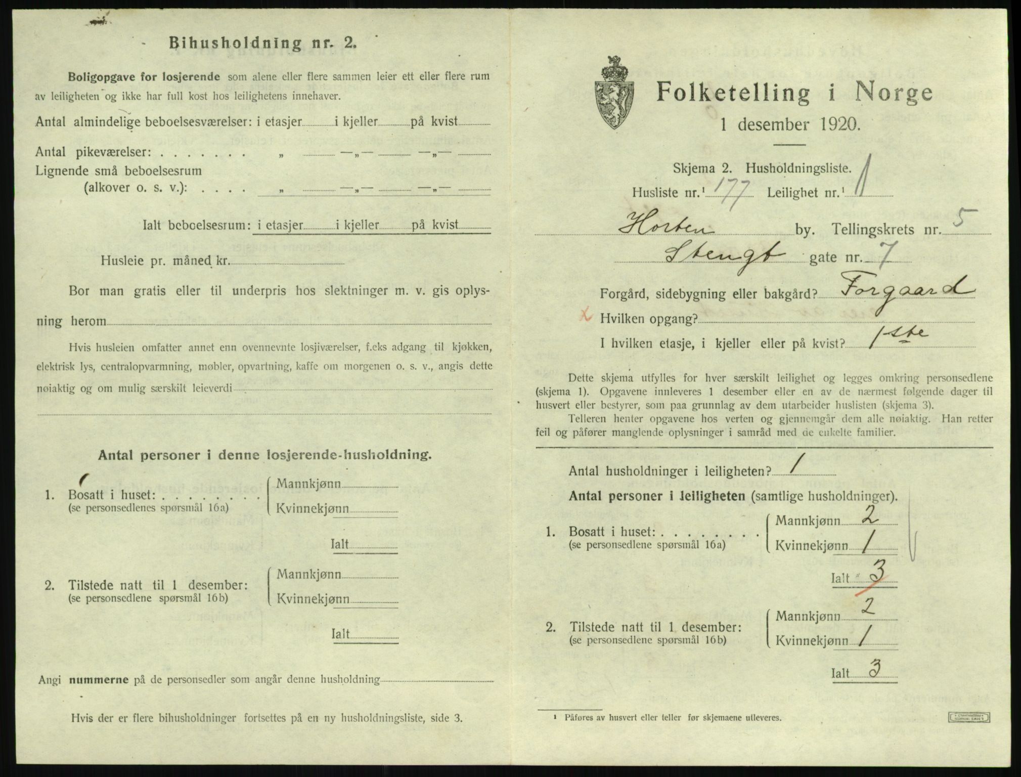 SAKO, 1920 census for Horten, 1920, p. 6267