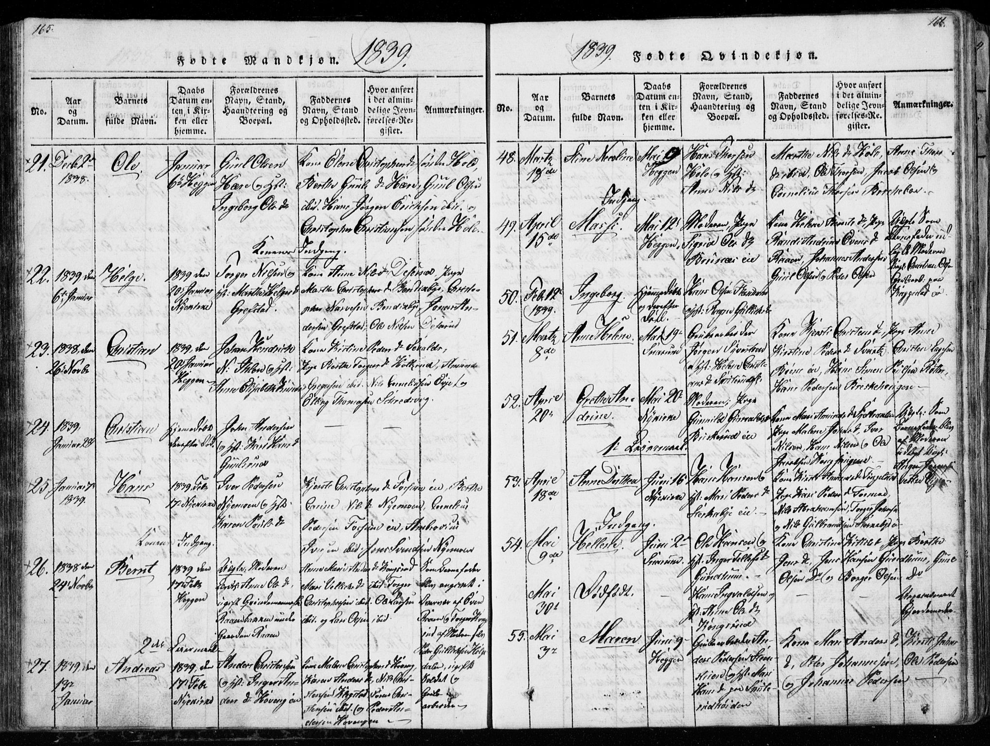 Modum kirkebøker, AV/SAKO-A-234/G/Ga/L0003: Parish register (copy) no. I 3, 1832-1842, p. 165-166