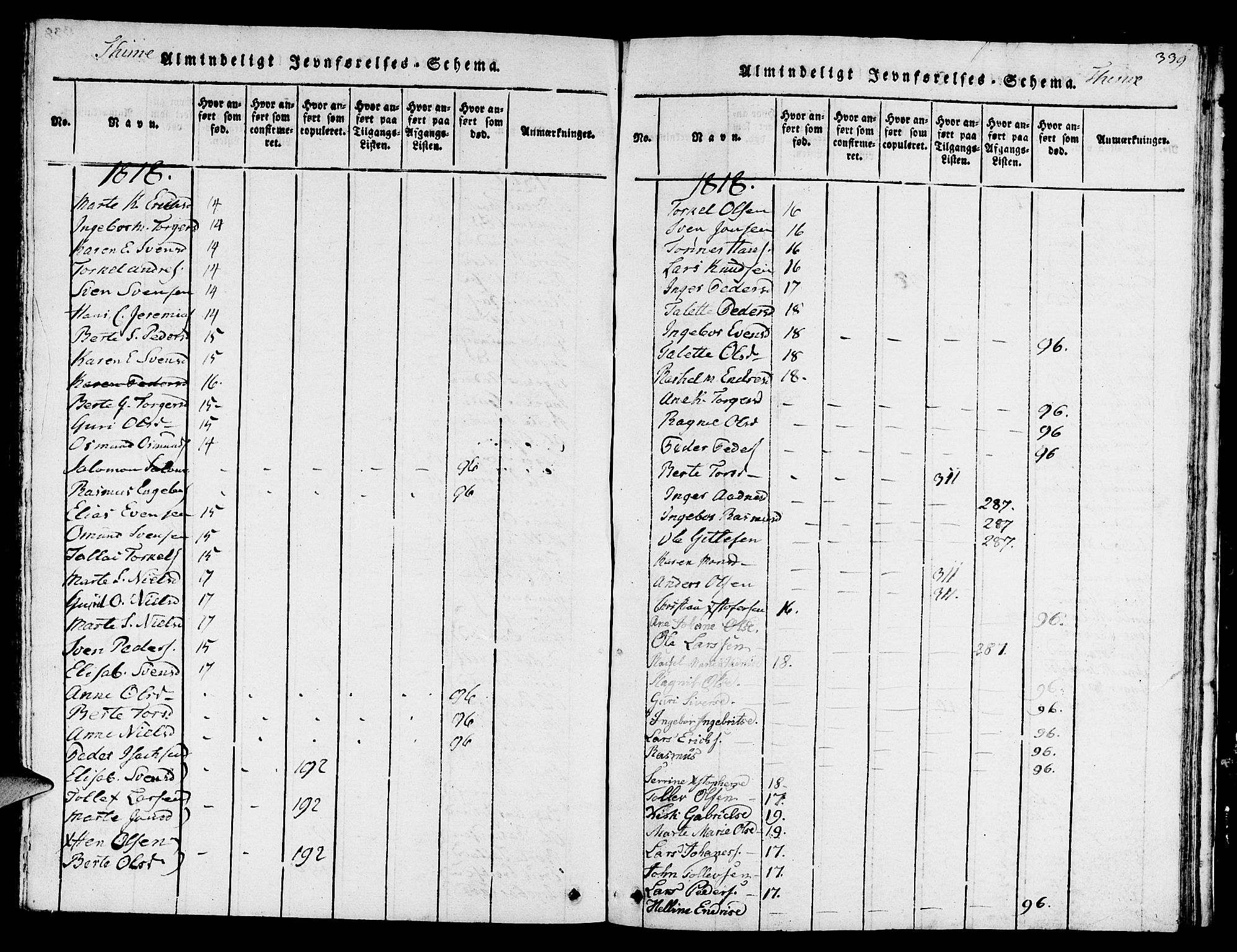 Lye sokneprestkontor, SAST/A-101794/001/30BB/L0001: Parish register (copy) no. B 1 /1, 1816-1826, p. 339