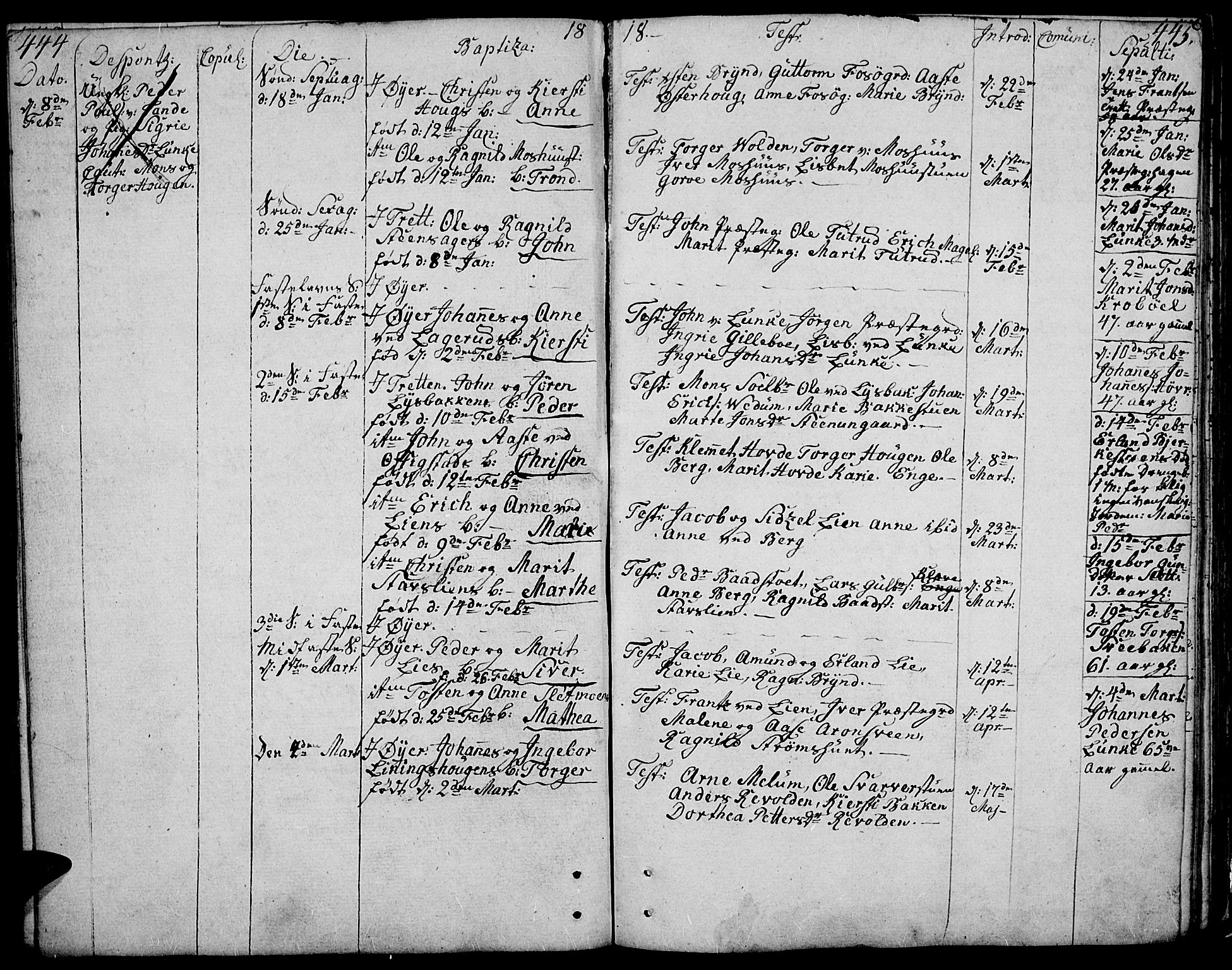 Øyer prestekontor, SAH/PREST-084/H/Ha/Haa/L0003: Parish register (official) no. 3, 1784-1824, p. 444-445