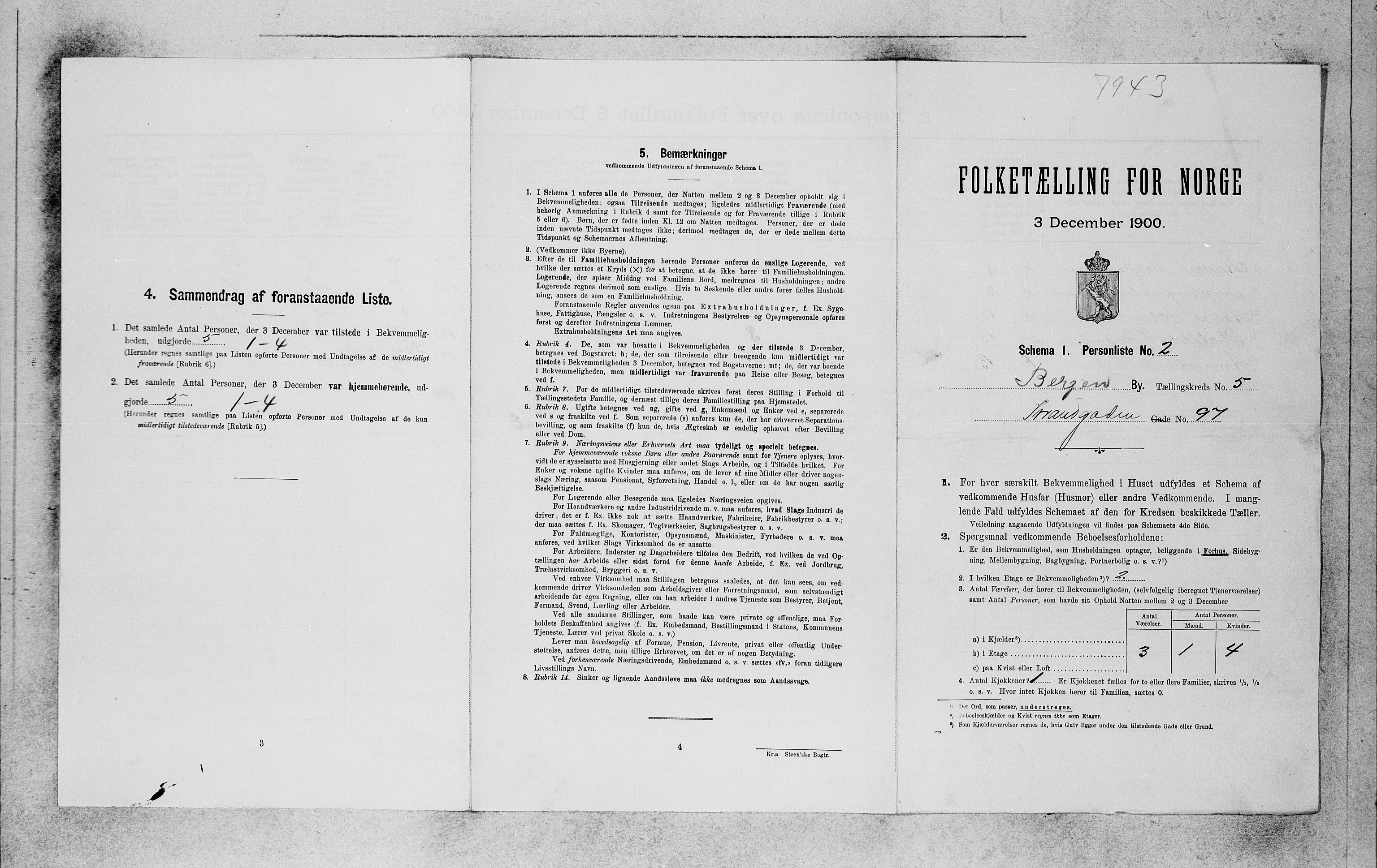 SAB, 1900 census for Bergen, 1900, p. 898