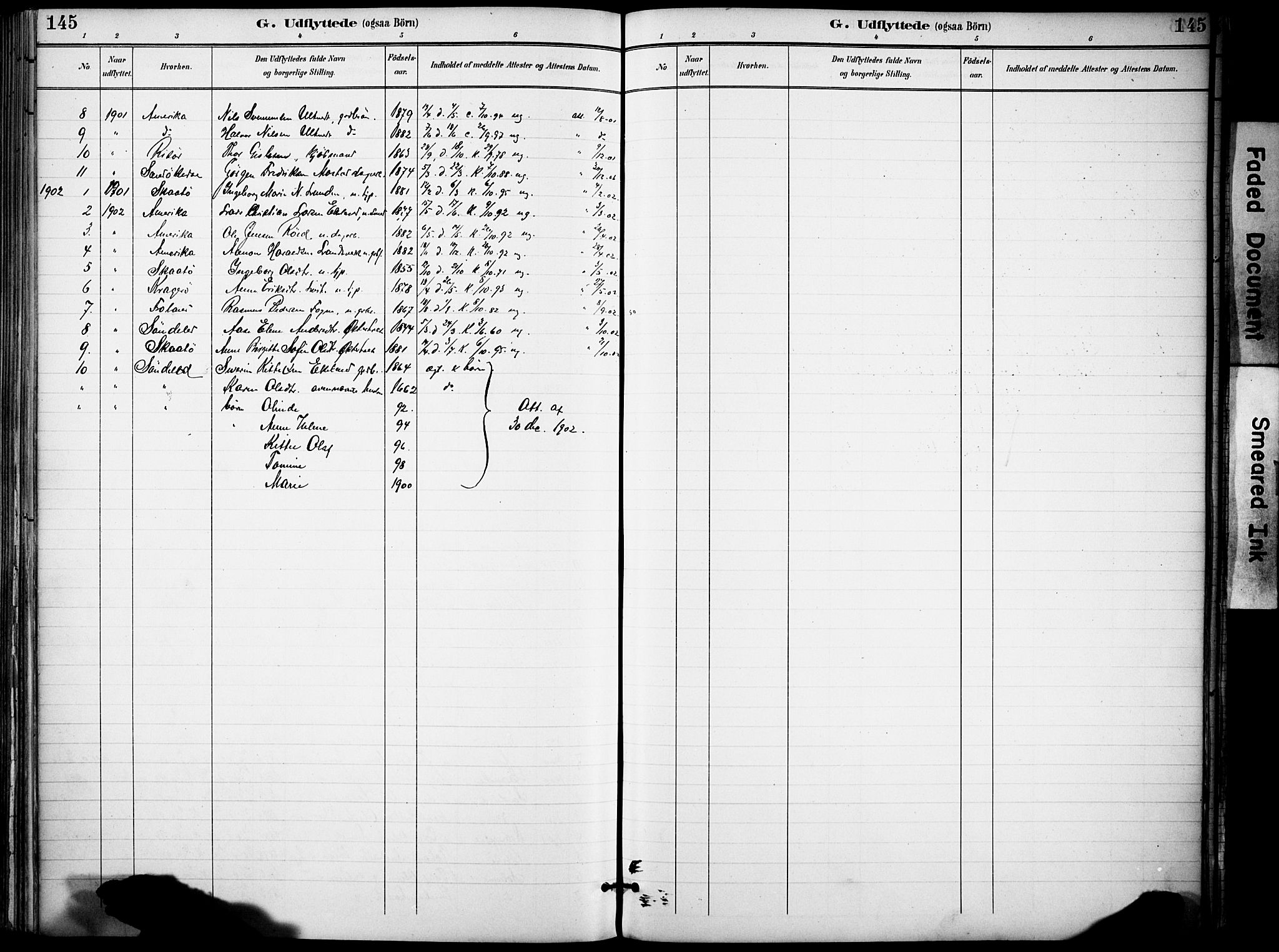 Gjerstad sokneprestkontor, AV/SAK-1111-0014/F/Fa/Faa/L0010: Parish register (official) no. A 10, 1891-1902, p. 145